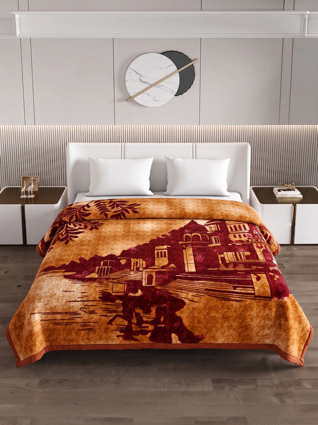 Printed Double Bed 2 Ply 550 GSM Blanket for Winter (Tradition), Weight 3 kg