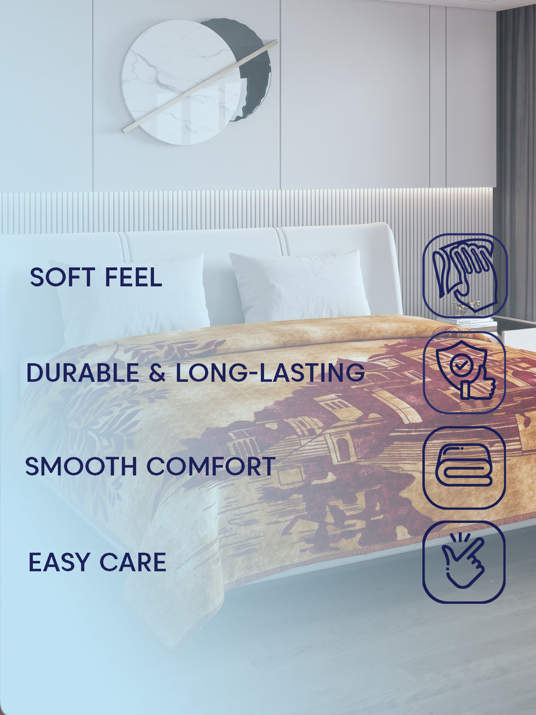 Printed Double Bed 2 Ply 550 GSM Blanket for Winter (Tradition), Weight 3 kg