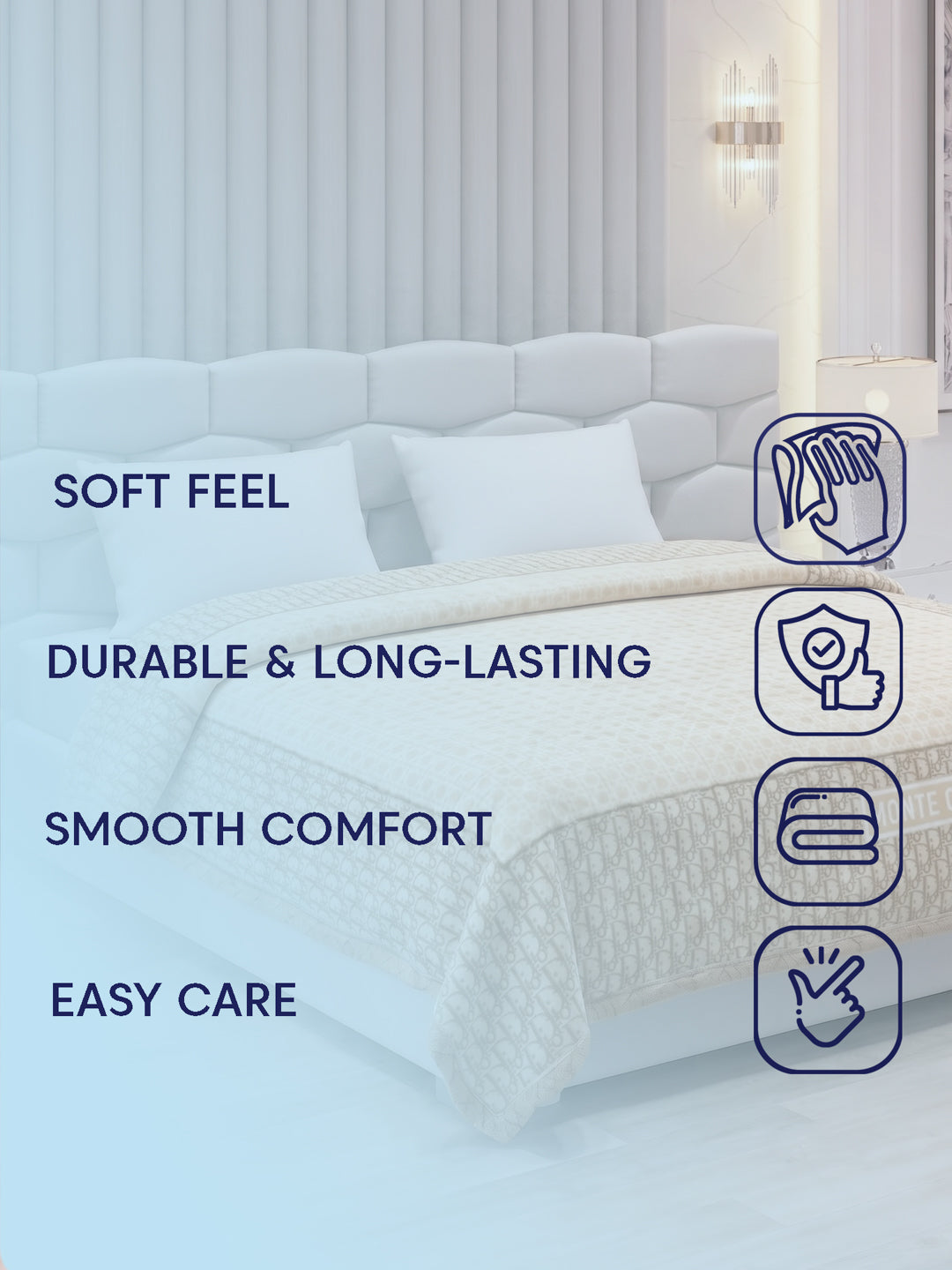 Printed Double Bed 2 Ply 840 GSM Blanket for Winter (Tranquil), Weight 4.4 kg