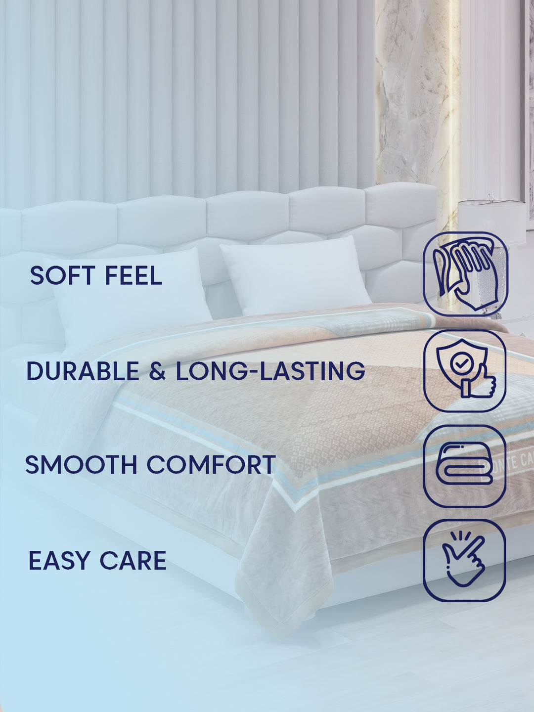 Printed Double Bed 2 Ply 840 GSM Blanket for Winter (Tranquil), Weight 4.4 kg