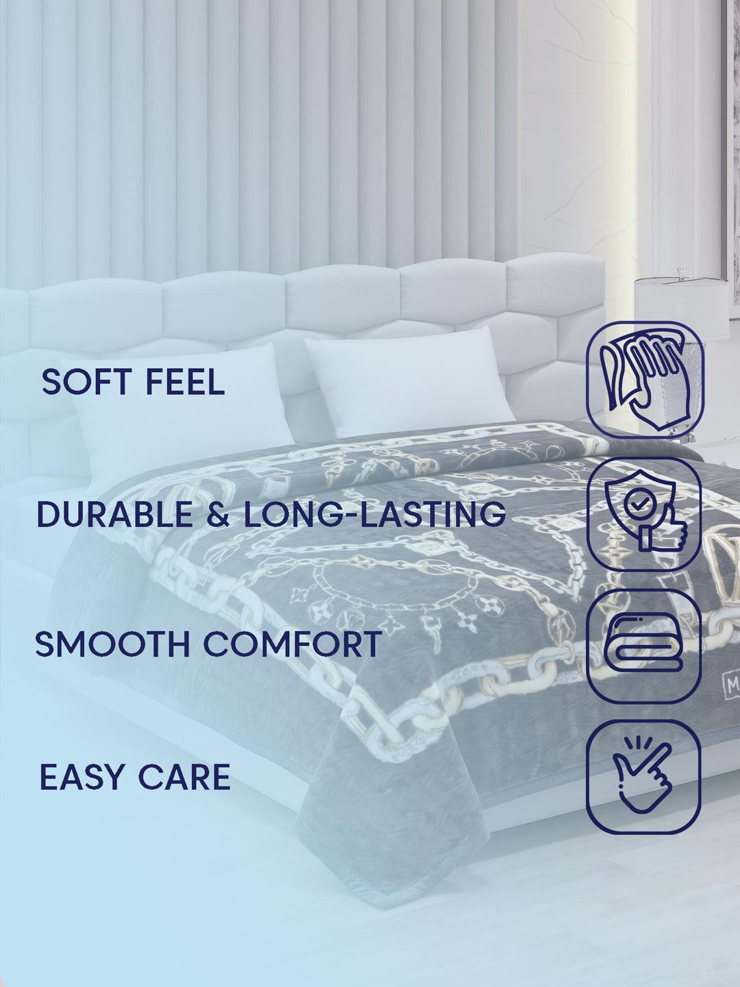 Printed Double Bed 2 Ply 840 GSM Blanket for Winter (Tranquil), Weight 4.4 kg