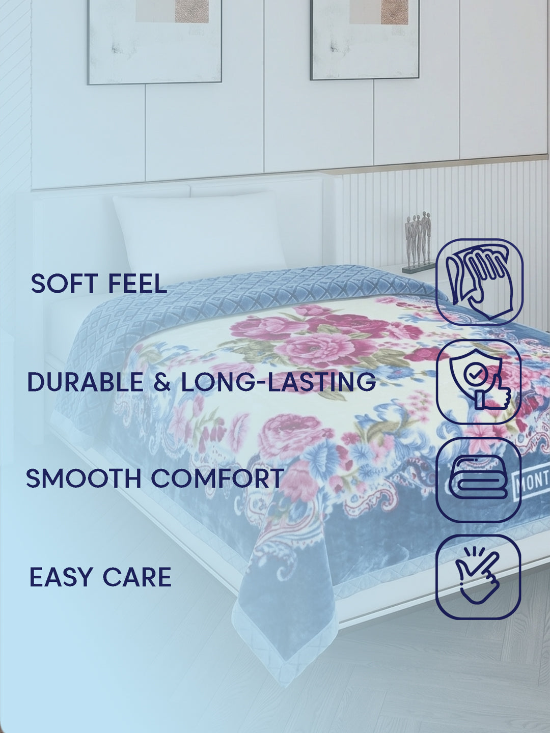 Printed Single Bed 3 Ply 900 GSM Blanket for Winter (Umang), Weight 3.2 kg