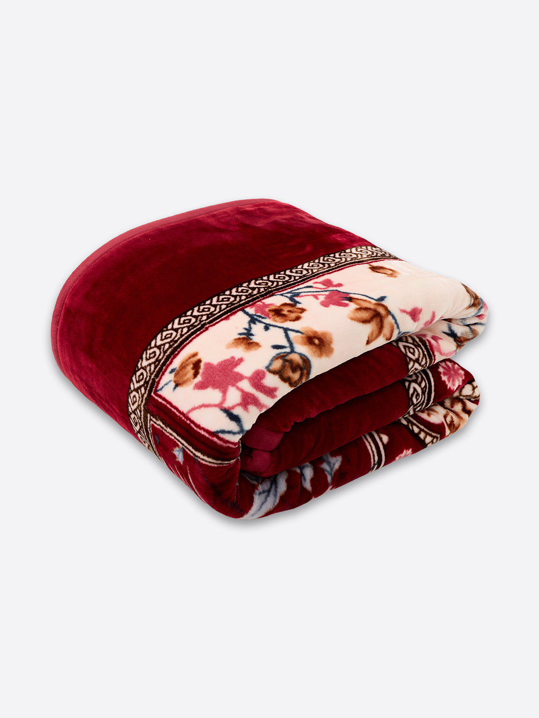 Floral Print Double Bed 2 Ply 1150 GSM Blanket for Winter (Velo), Weight 6.2 kg
