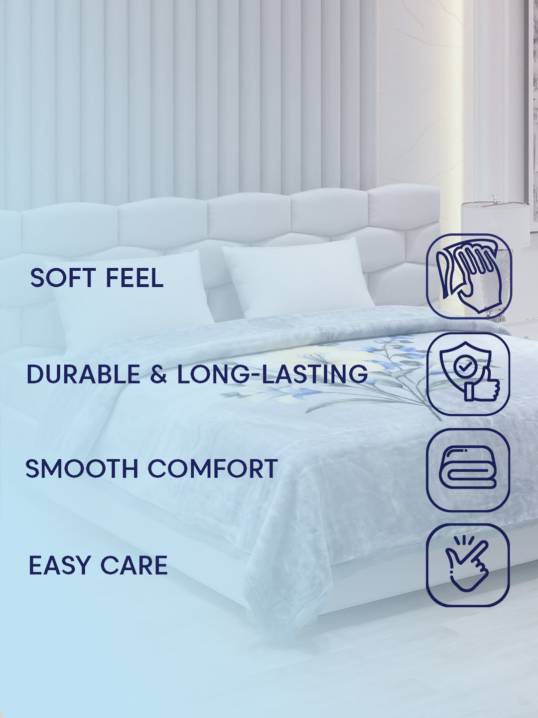 Printed Double Bed 2 Ply 900 GSM Blanket for Winter (Vista Plus), Weight 4.8 kg