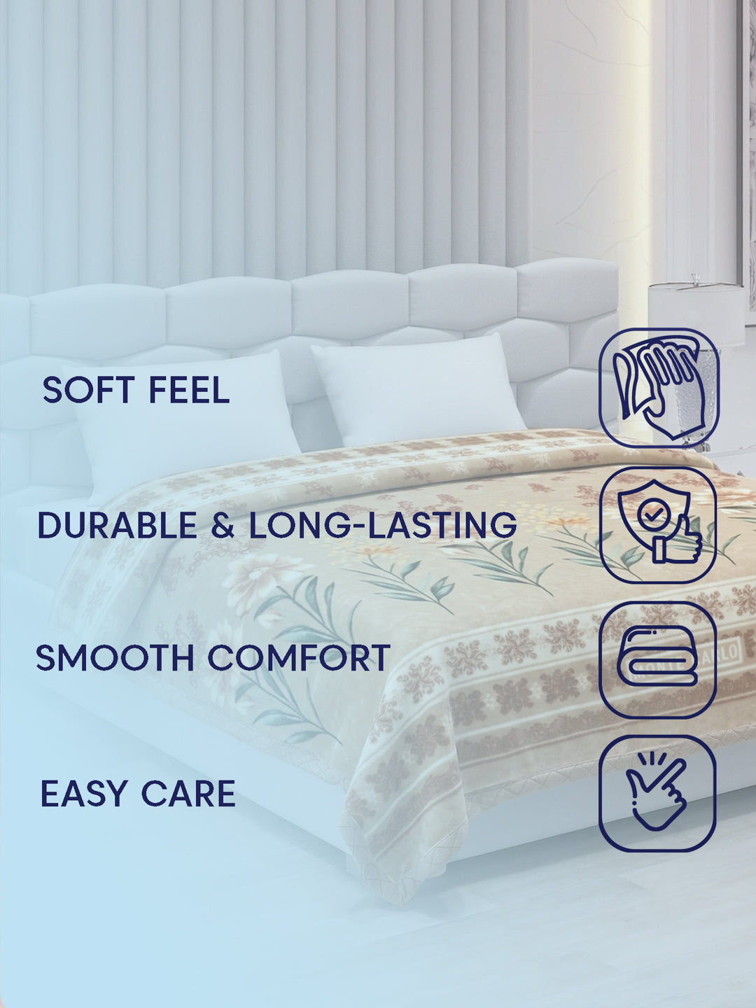 Printed Double Bed 2 Ply 900 GSM Blanket for Winter (Vista Plus), Weight 4.8 kg