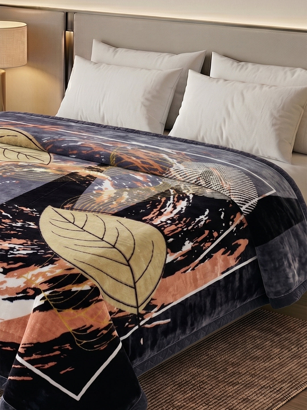 Floral Print Double Bed 2 Ply 965 GSM Blanket for Winter (Vora), Weight 5.1 kg