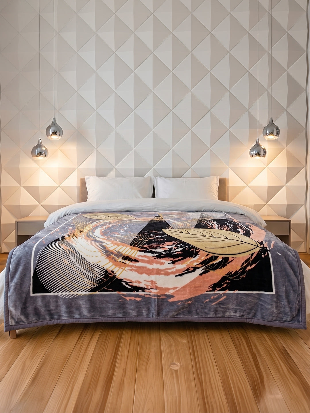 Floral Print Double Bed 2 Ply 965 GSM Blanket for Winter (Vora), Weight 5.1 kg