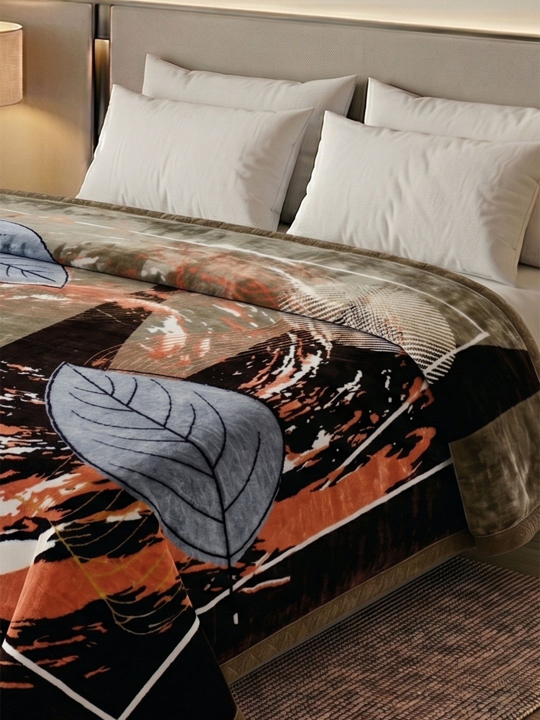 Floral Print Double Bed 2 Ply 965 GSM Blanket for Winter (Vora), Weight 5.1 kg