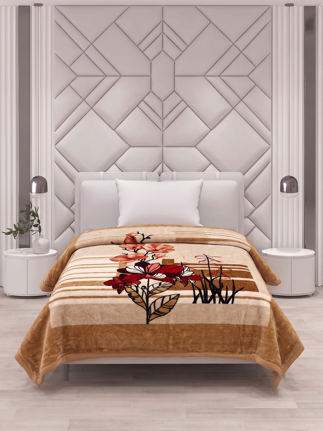 Printed Single Bed 2 Ply 700 GSM Blanket for Winter (Wade), Weight 3.7 kg