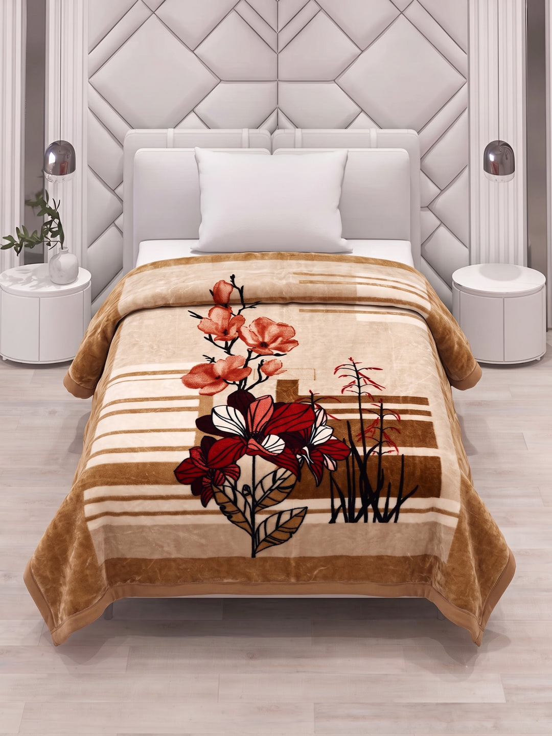 Printed Single Bed 2 Ply 700 GSM Blanket for Winter (Wade), Weight 3.7 kg