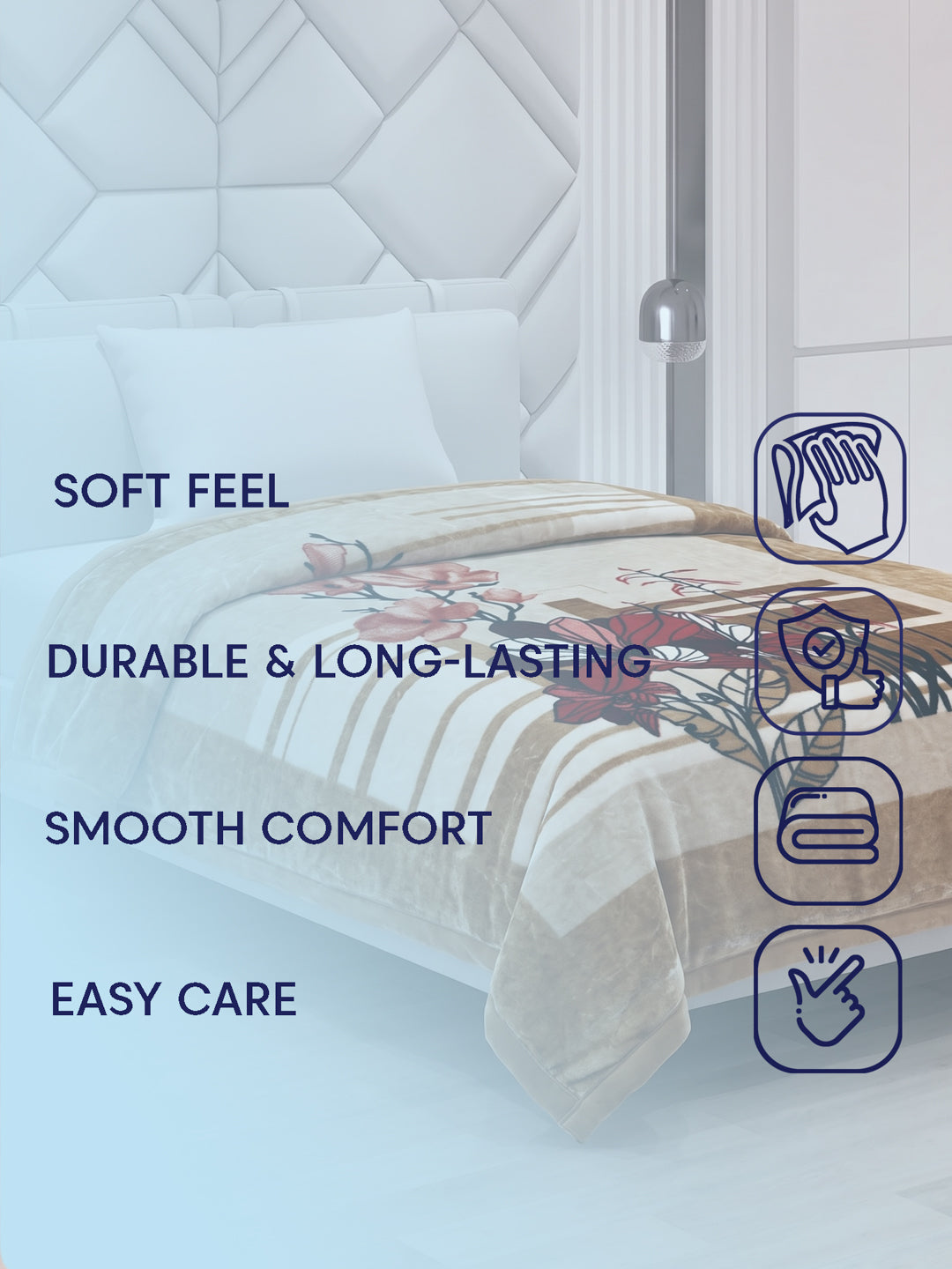 Printed Single Bed 2 Ply 700 GSM Blanket for Winter (Wade), Weight 3.7 kg
