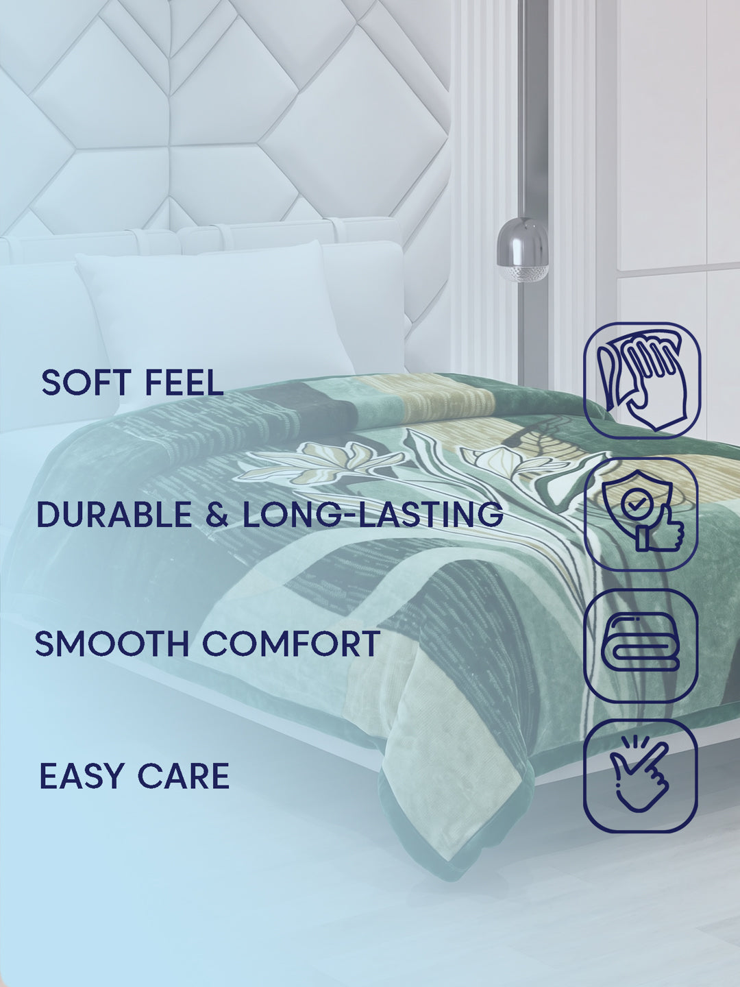 Printed Single Bed 2 Ply 700 GSM Blanket for Winter (Wade), Weight 3.7 kg