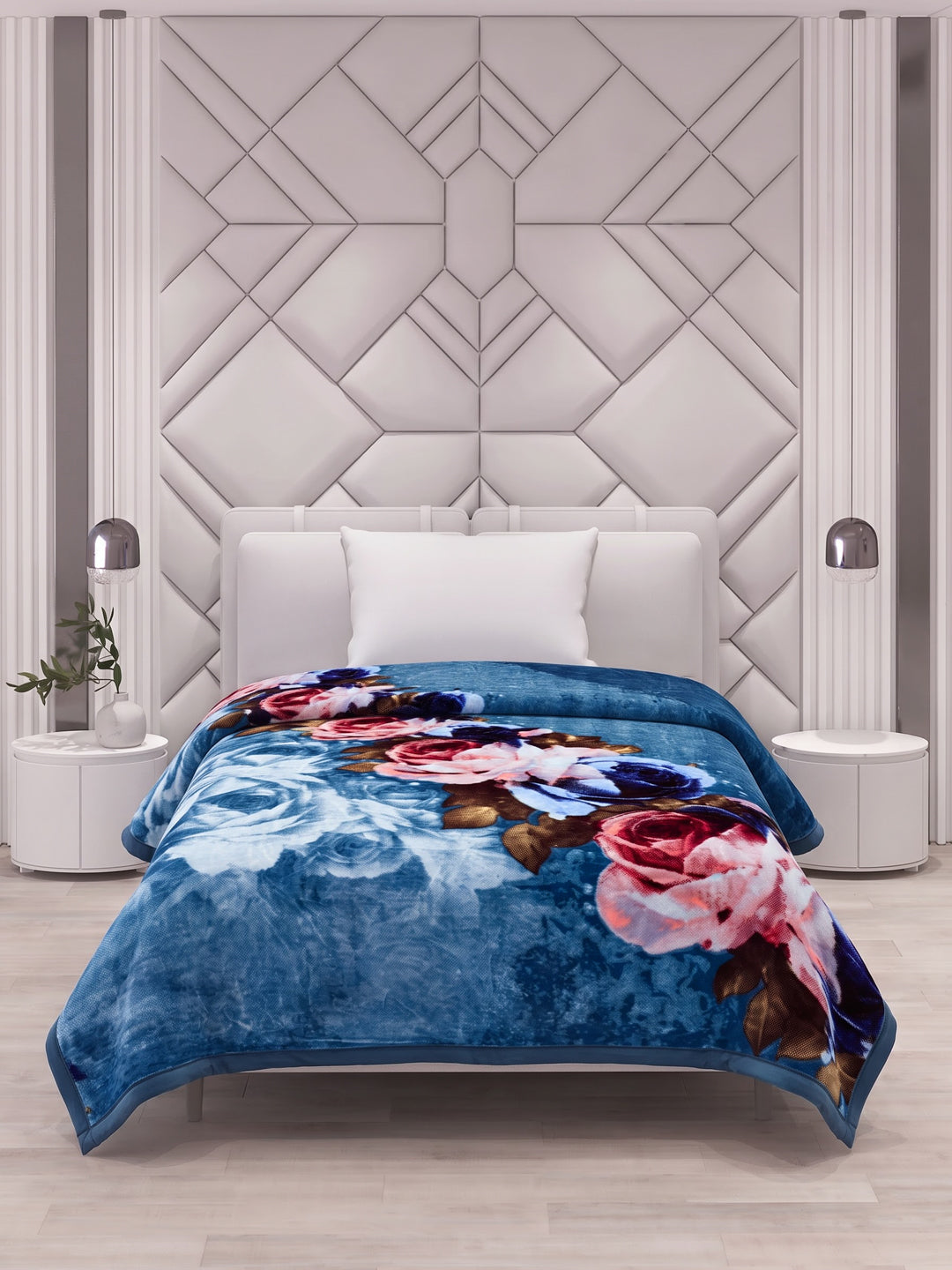 Printed Single Bed 2 Ply 700 GSM Blanket for Winter (Wade), Weight 3.7 kg