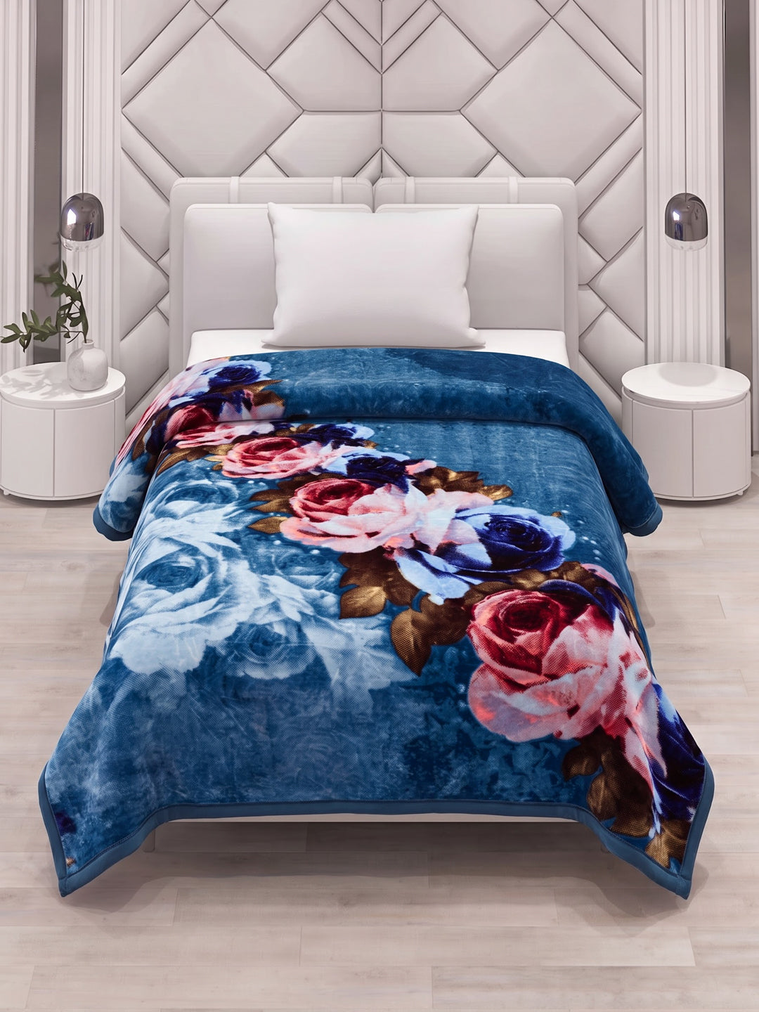 Printed Single Bed 2 Ply 700 GSM Blanket for Winter (Wade), Weight 3.7 kg