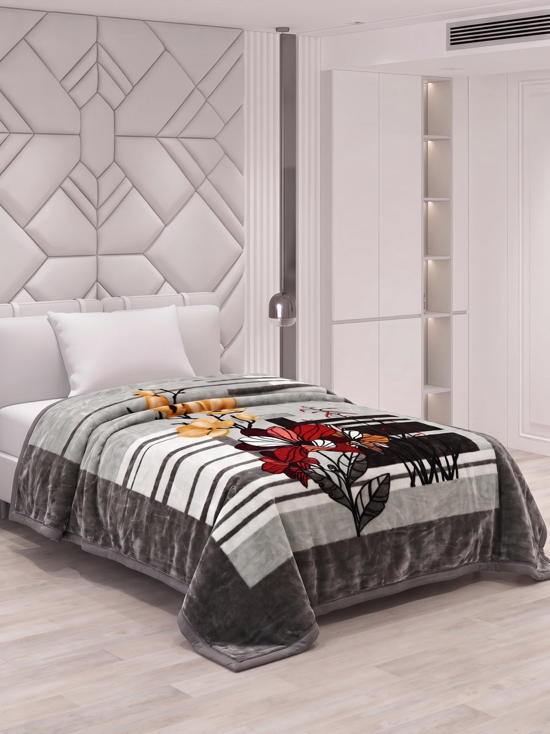 Printed Single Bed 2 Ply 700 GSM Blanket for Winter (Wade), Weight 3.7 kg