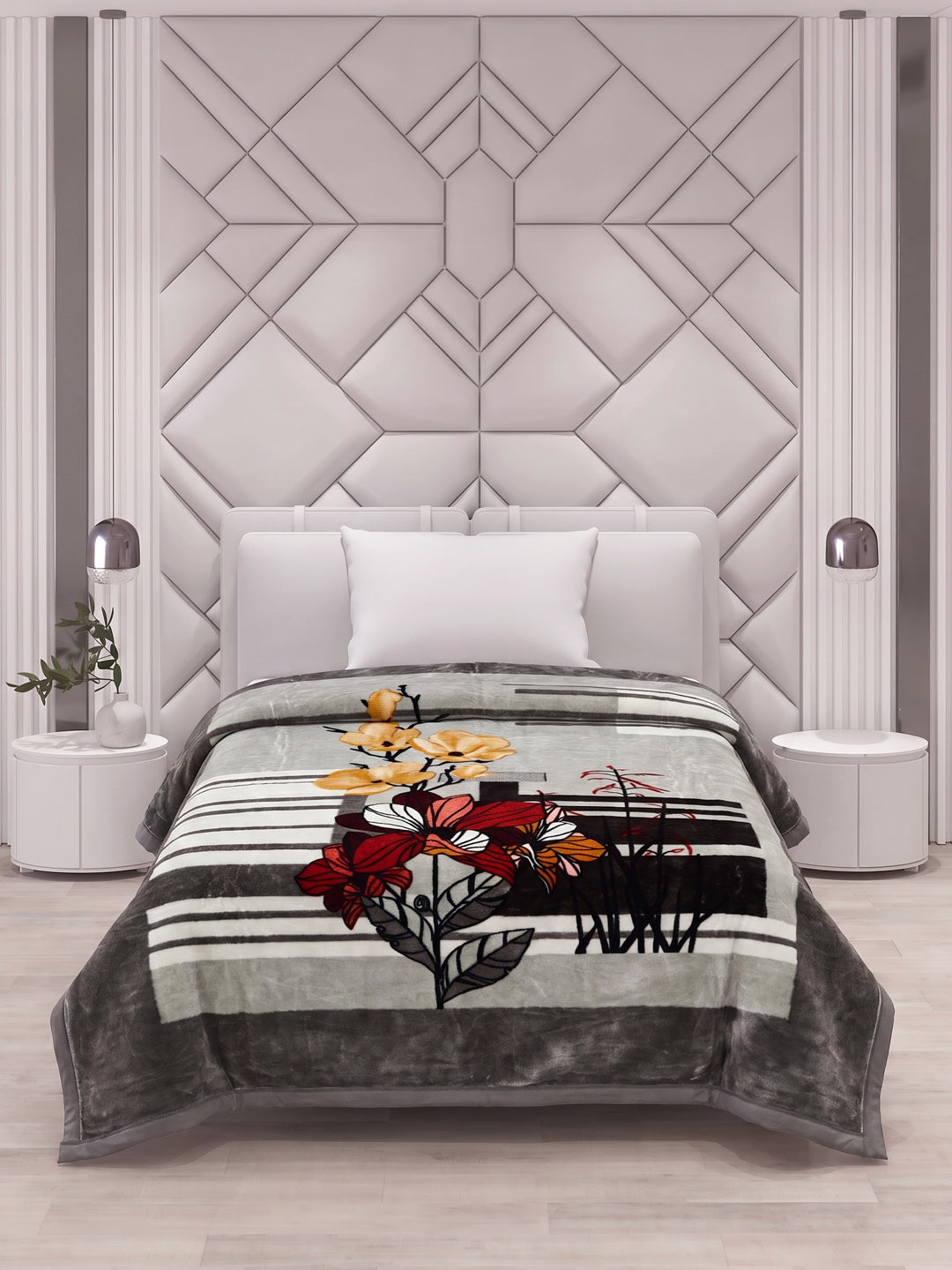 Printed Single Bed 2 Ply 700 GSM Blanket for Winter (Wade), Weight 3.7 kg