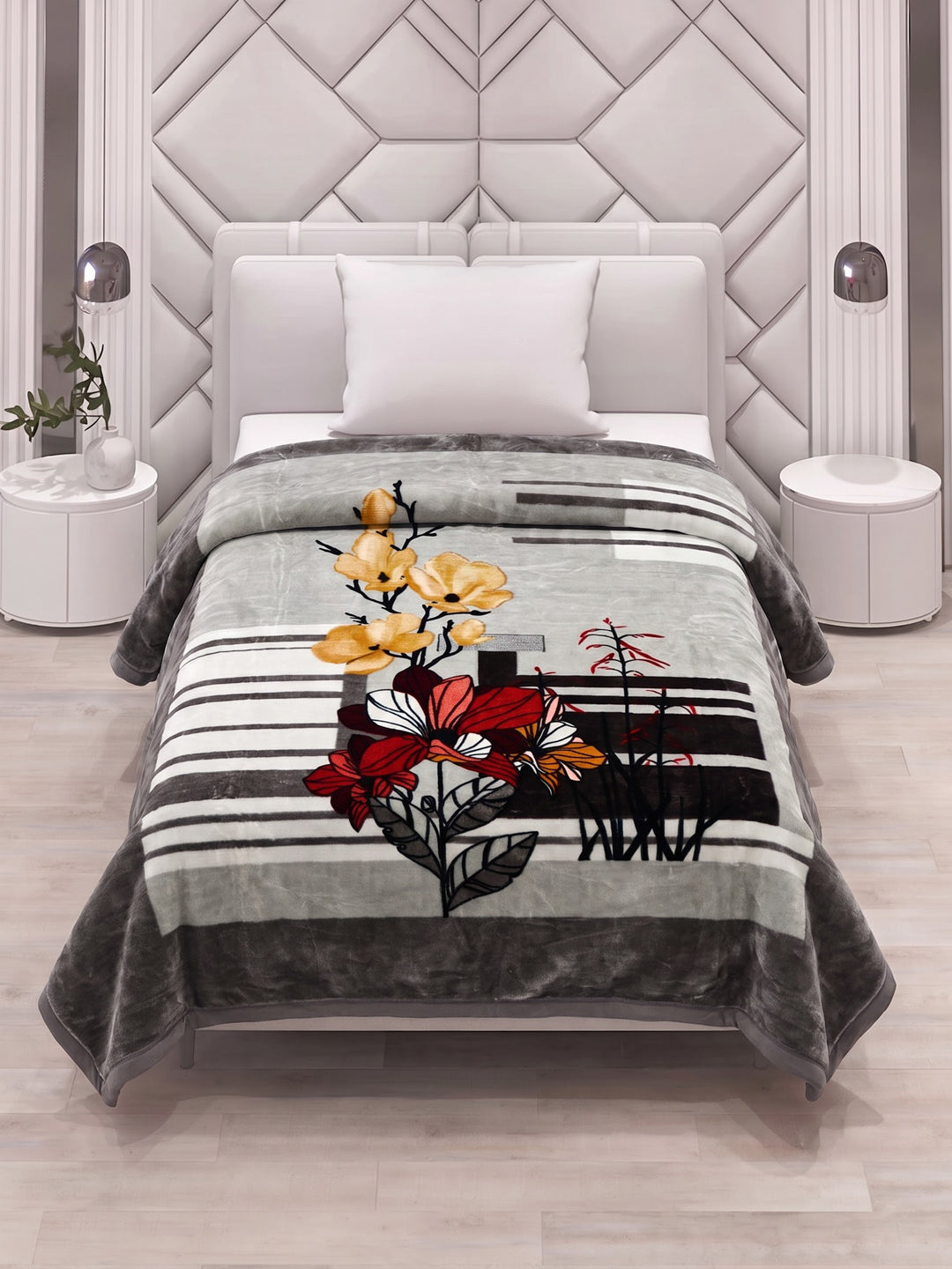 Printed Single Bed 2 Ply 700 GSM Blanket for Winter (Wade), Weight 3.7 kg