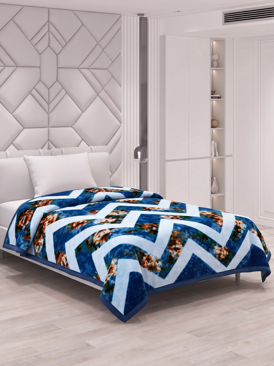 Printed Single Bed 2 Ply 700 GSM Blanket for Winter (Wade), Weight 3.7 kg