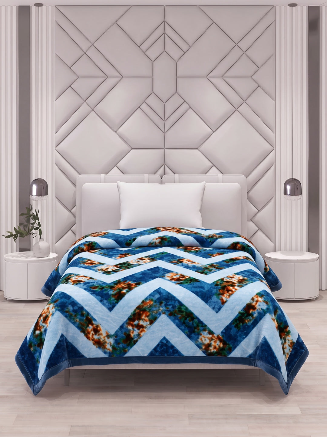 Printed Single Bed 2 Ply 700 GSM Blanket for Winter (Wade), Weight 3.7 kg