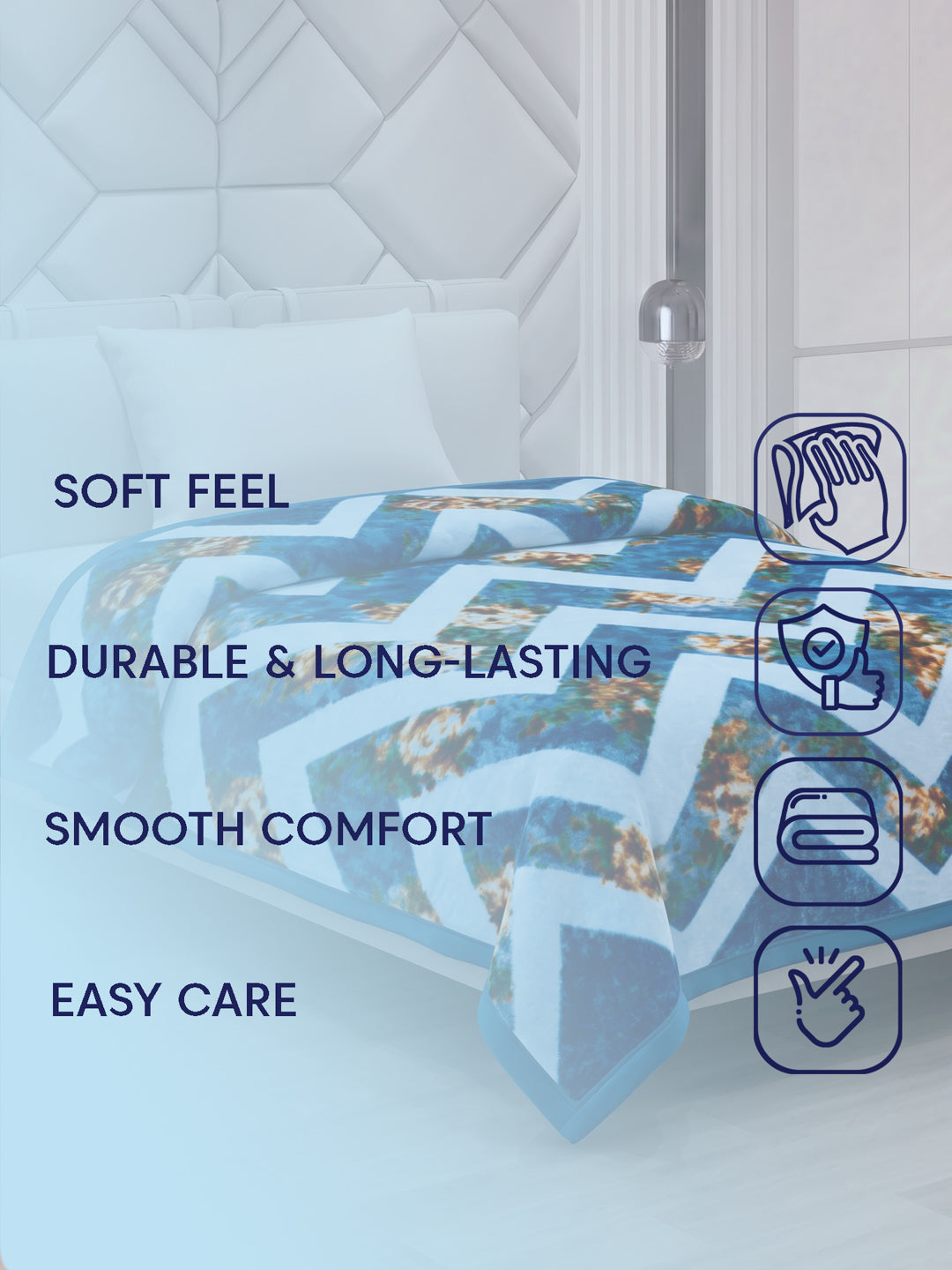 Printed Single Bed 2 Ply 700 GSM Blanket for Winter (Wade), Weight 3.7 kg