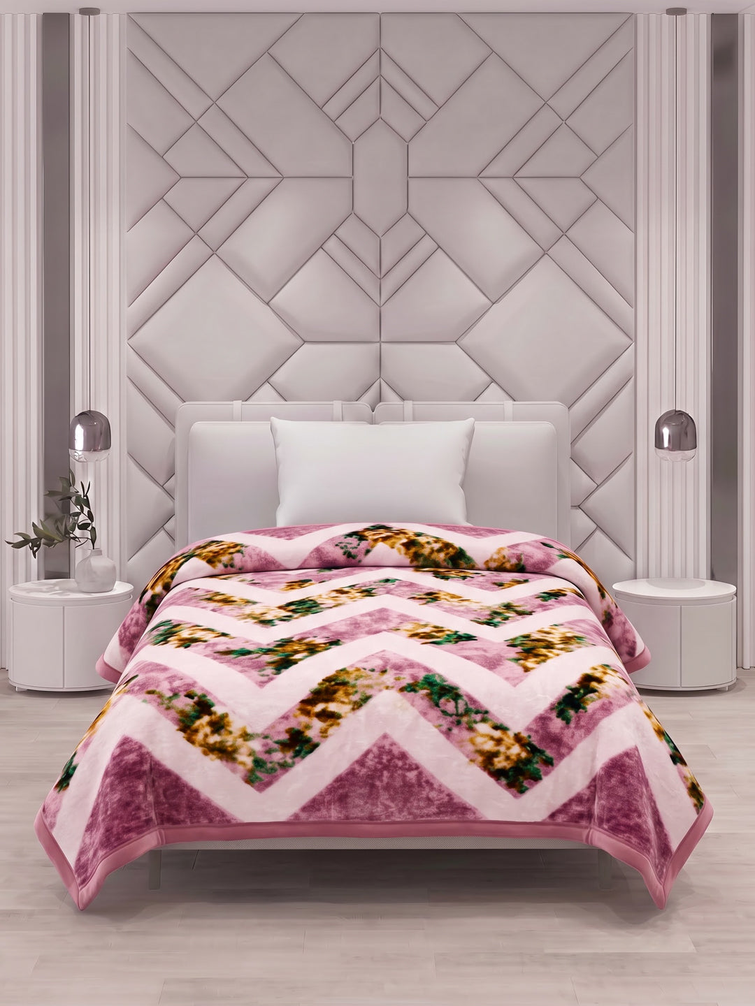 Printed Single Bed 2 Ply 700 GSM Blanket for Winter (Wade), Weight 3.7 kg