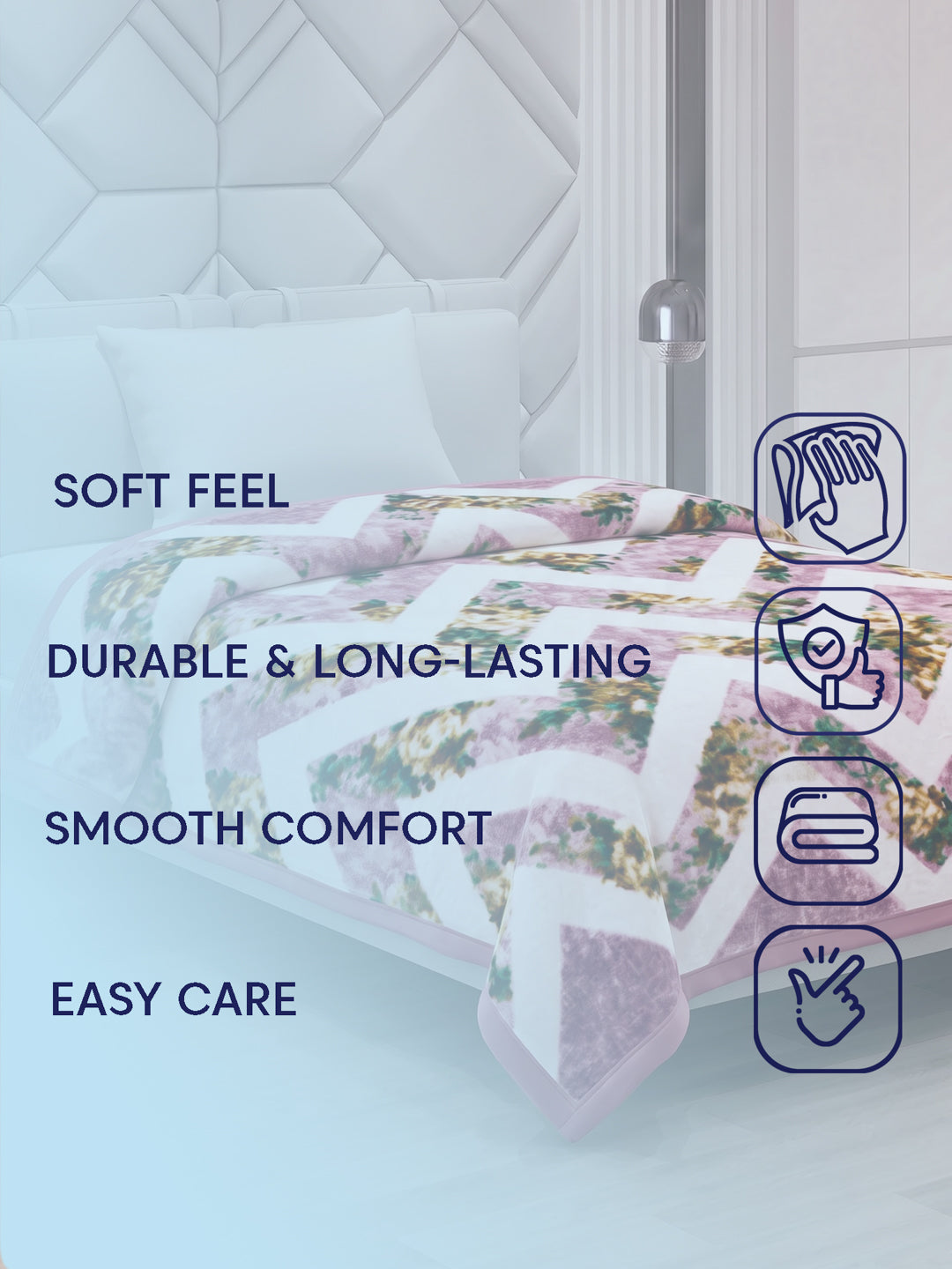 Printed Single Bed 2 Ply 700 GSM Blanket for Winter (Wade), Weight 3.7 kg