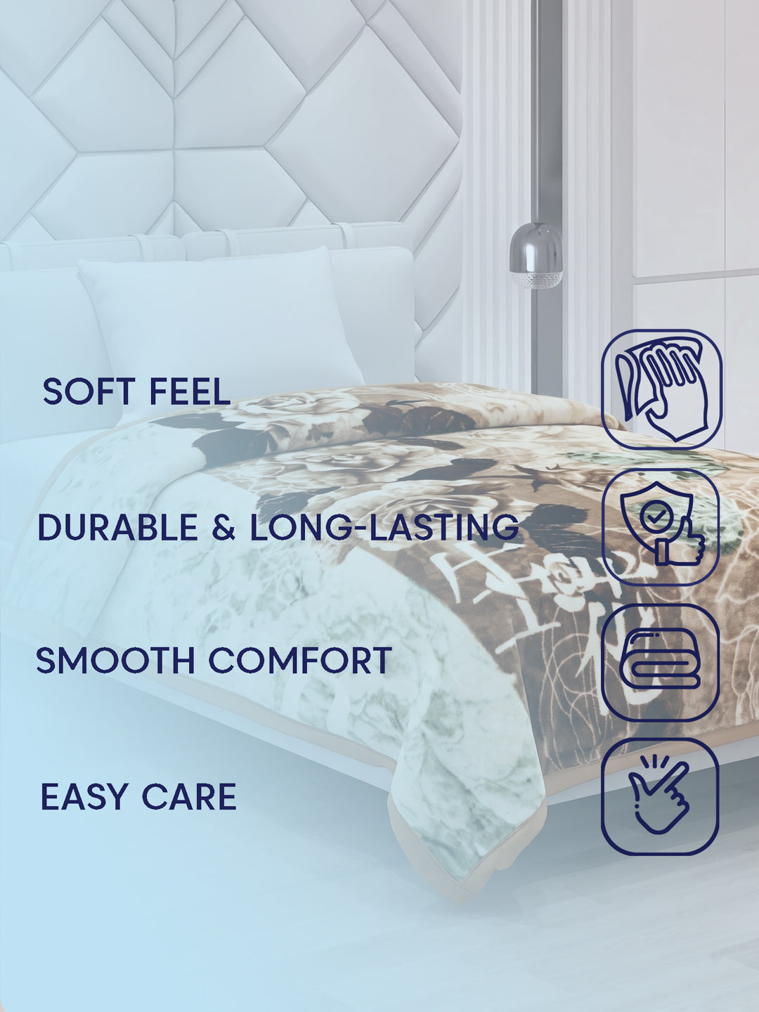 Printed Single Bed 2 Ply 700 GSM Blanket for Winter (Wade), Weight 3.7 kg