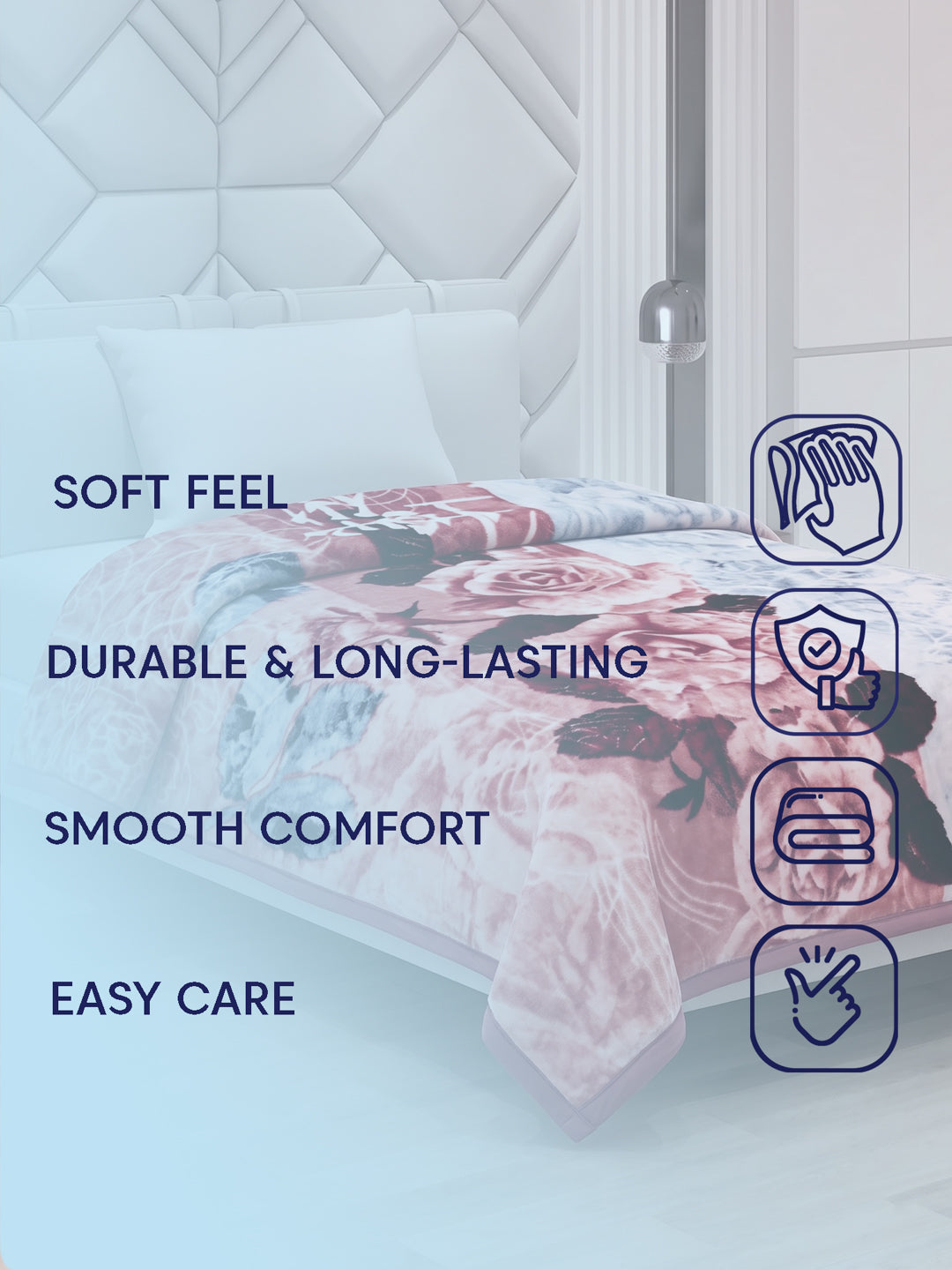 Printed Single Bed 2 Ply 700 GSM Blanket for Winter (Wade), Weight 3.7 kg