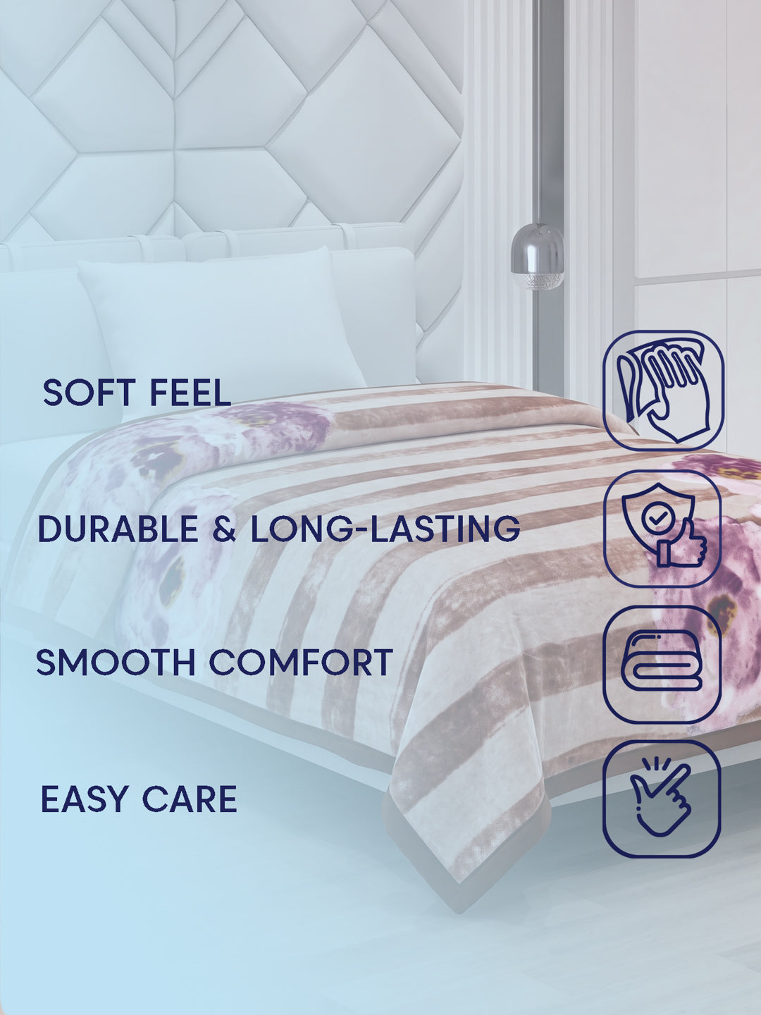 Printed Single Bed 2 Ply 700 GSM Blanket for Winter (Wade), Weight 3.7 kg
