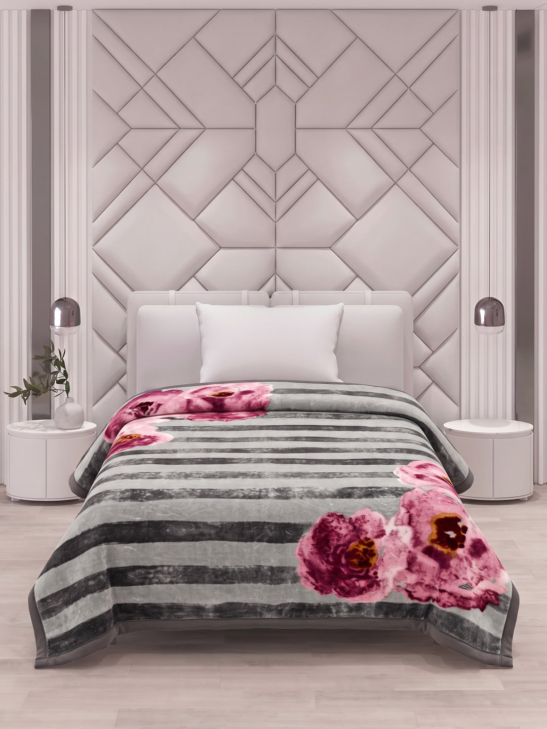 Printed Single Bed 2 Ply 700 GSM Blanket for Winter (Wade), Weight 3.7 kg