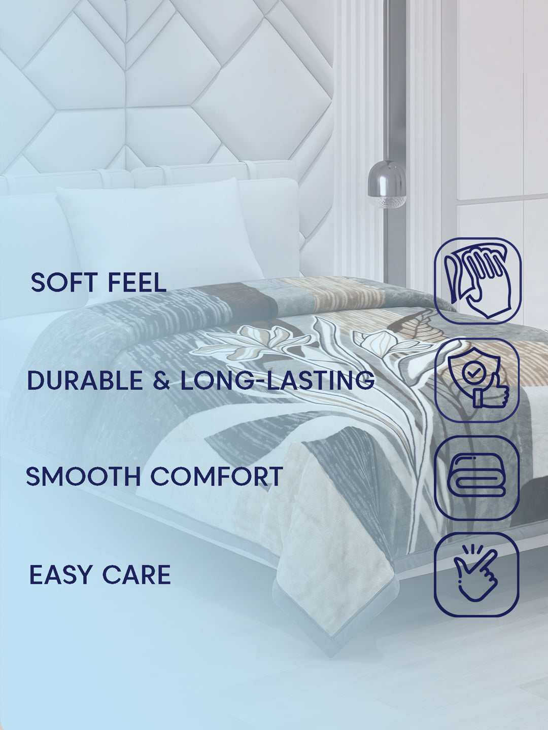 Printed Single Bed 2 Ply 700 GSM Blanket for Winter (Wade), Weight 3.7 kg