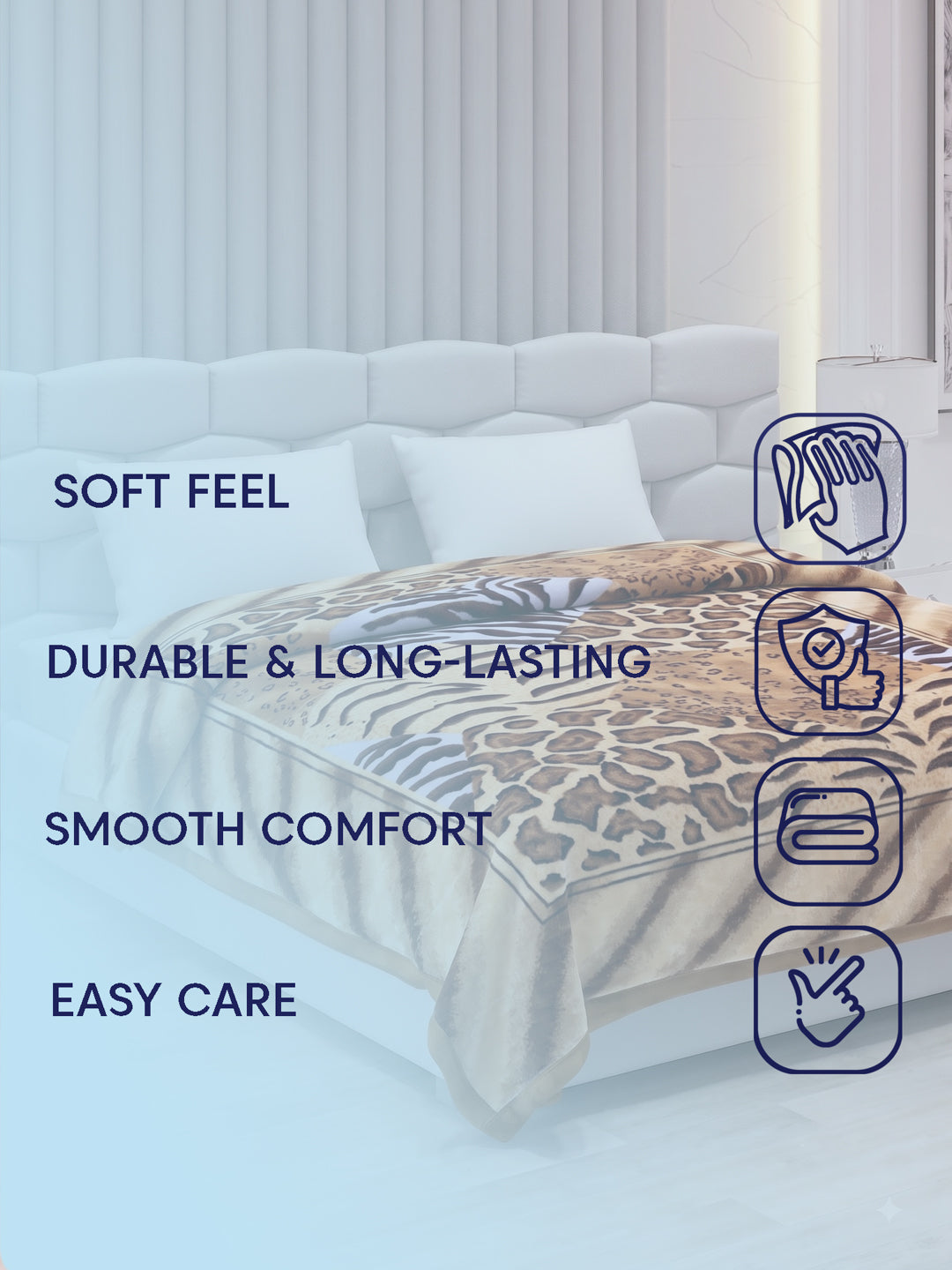 Printed Double Bed 3 Ply 900 GSM Blanket for Winter (Wild Side), Weight 4.8 kg