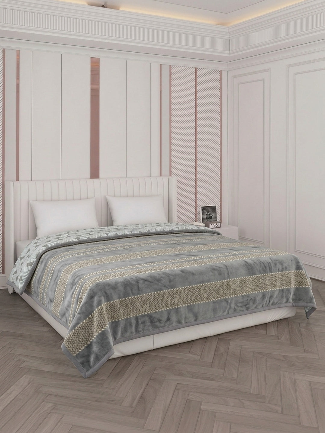 Printed Double Bed 2 Ply 470 GSM Blanket for Winter (Winston), Weight 2.5 kg