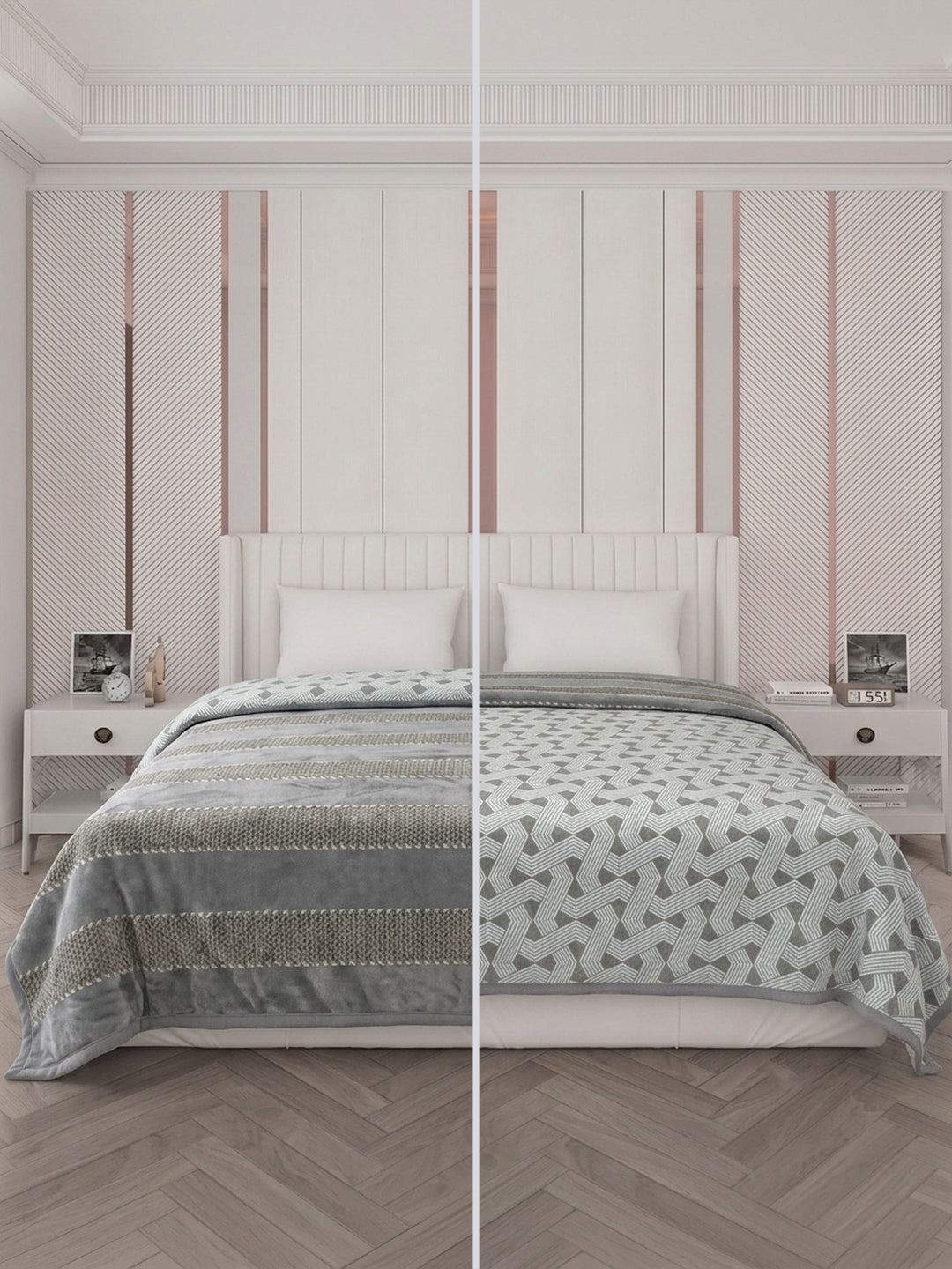Printed Double Bed 2 Ply 470 GSM Blanket for Winter (Winston), Weight 2.5 kg