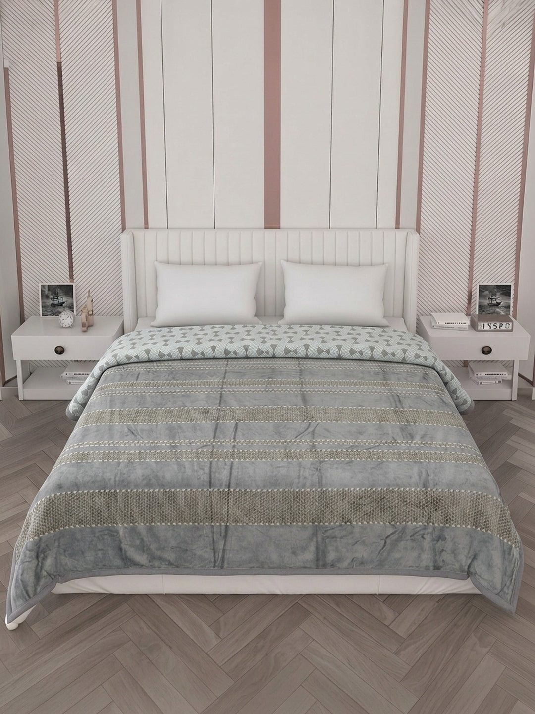 Printed Double Bed 2 Ply 470 GSM Blanket for Winter (Winston), Weight 2.5 kg