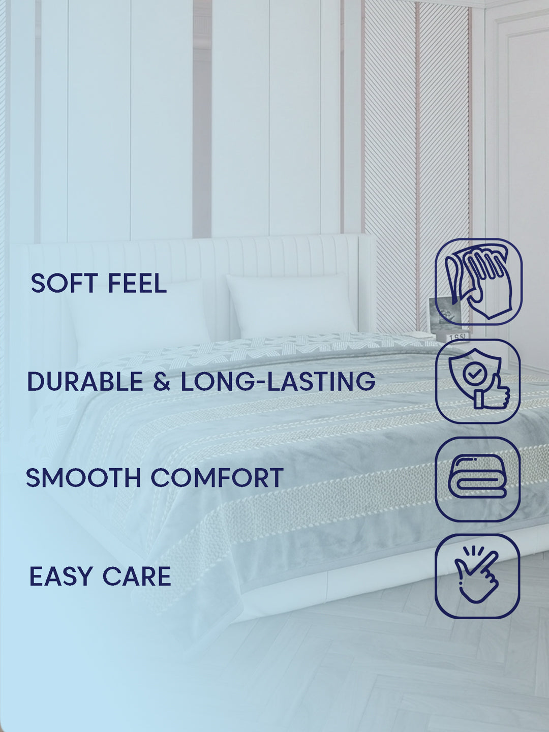 Printed Double Bed 2 Ply 470 GSM Blanket for Winter (Winston), Weight 2.5 kg