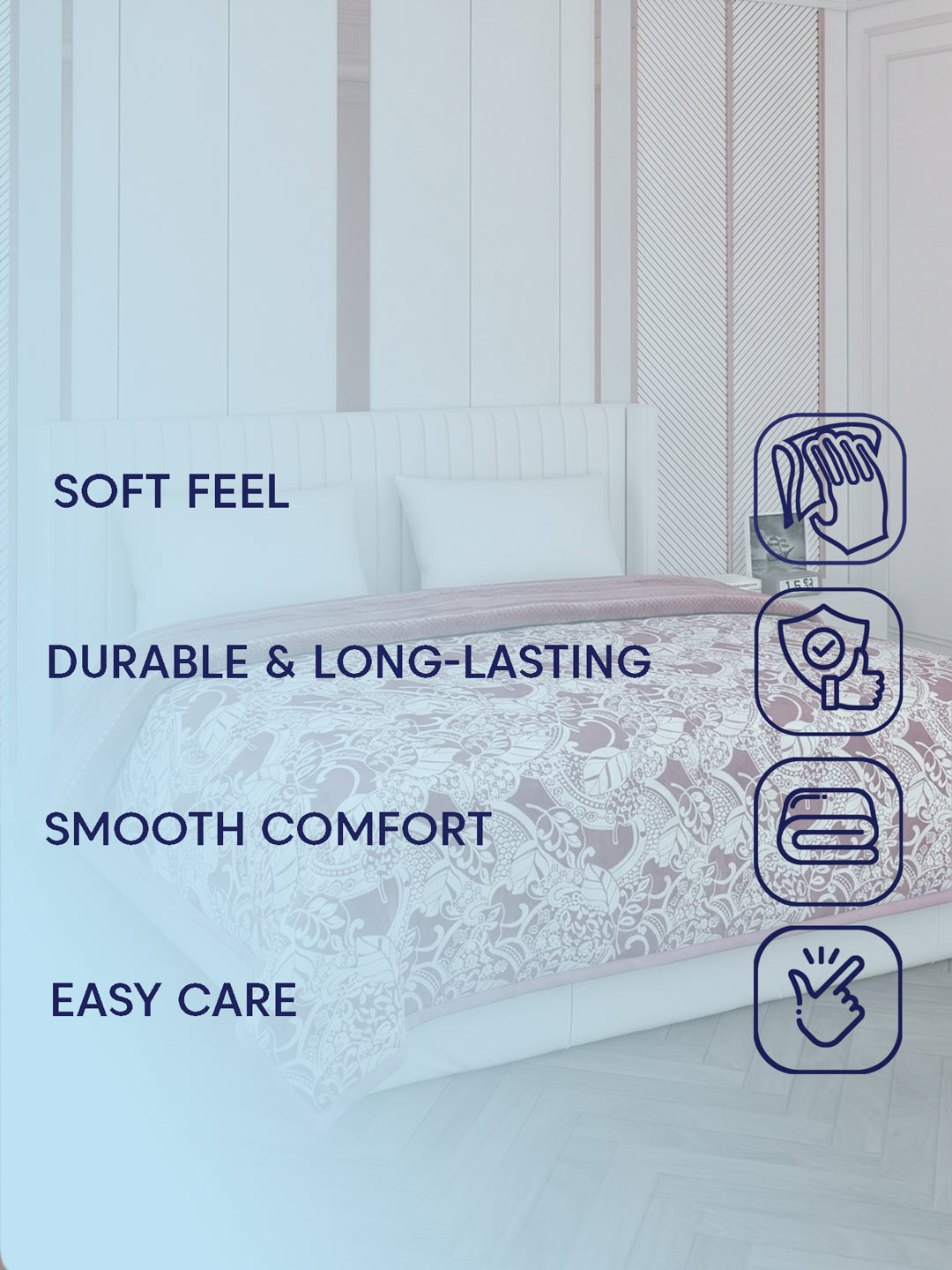 Printed Double Bed 2 Ply 470 GSM Blanket for Winter (Winston), Weight 2.5 kg