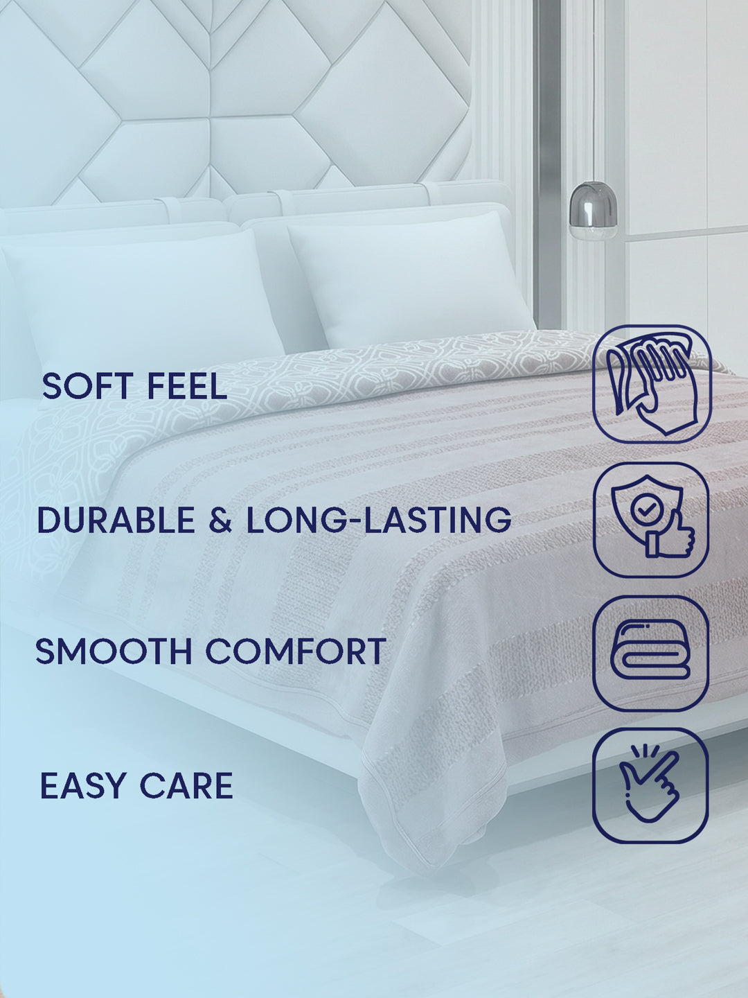 Printed Double Bed 2 Ply 470 GSM Blanket for Winter (Winston), Weight 2.5 kg