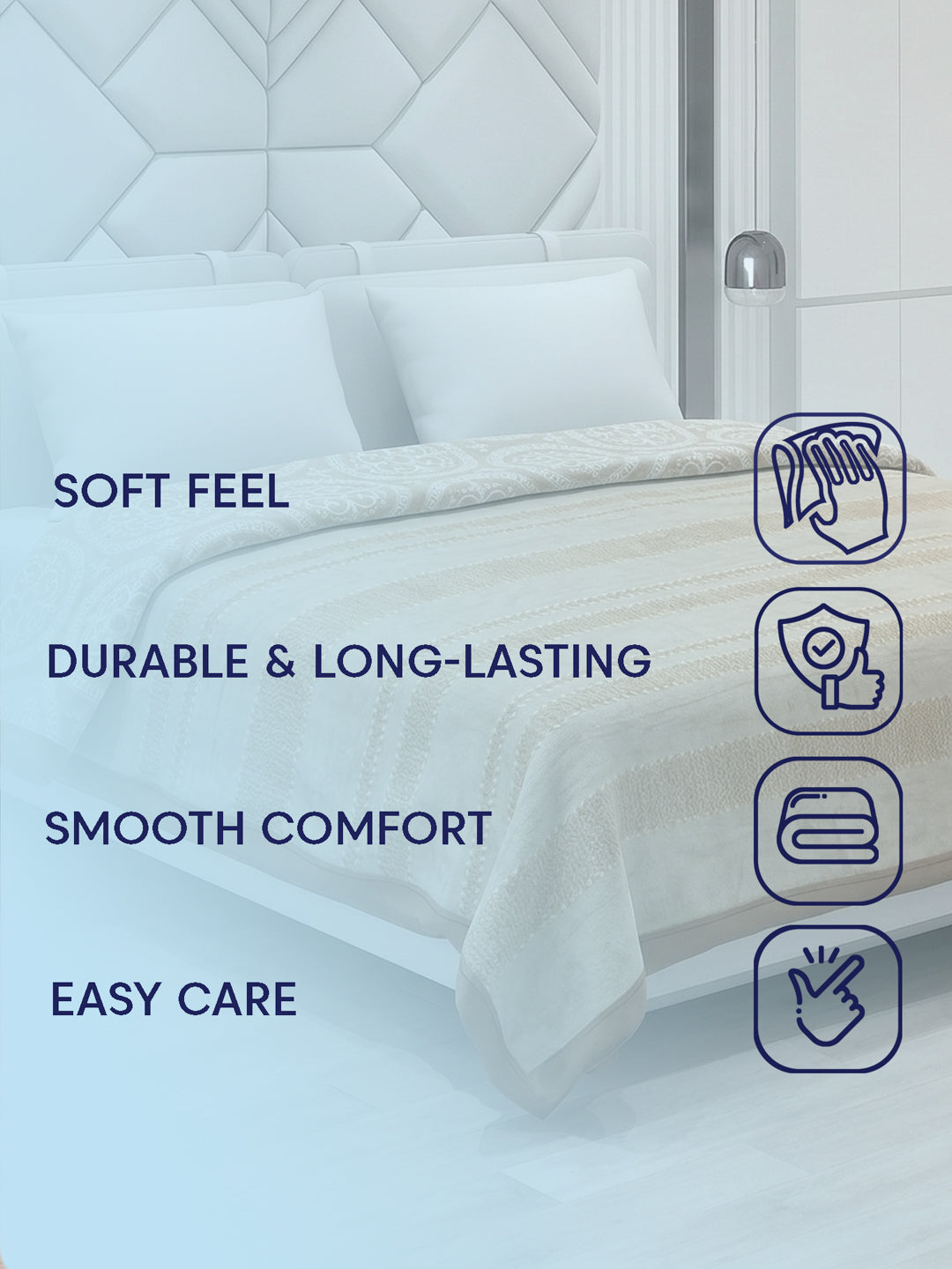 Printed Double Bed 2 Ply 470 GSM Blanket for Winter (Winston), Weight 2.5 kg