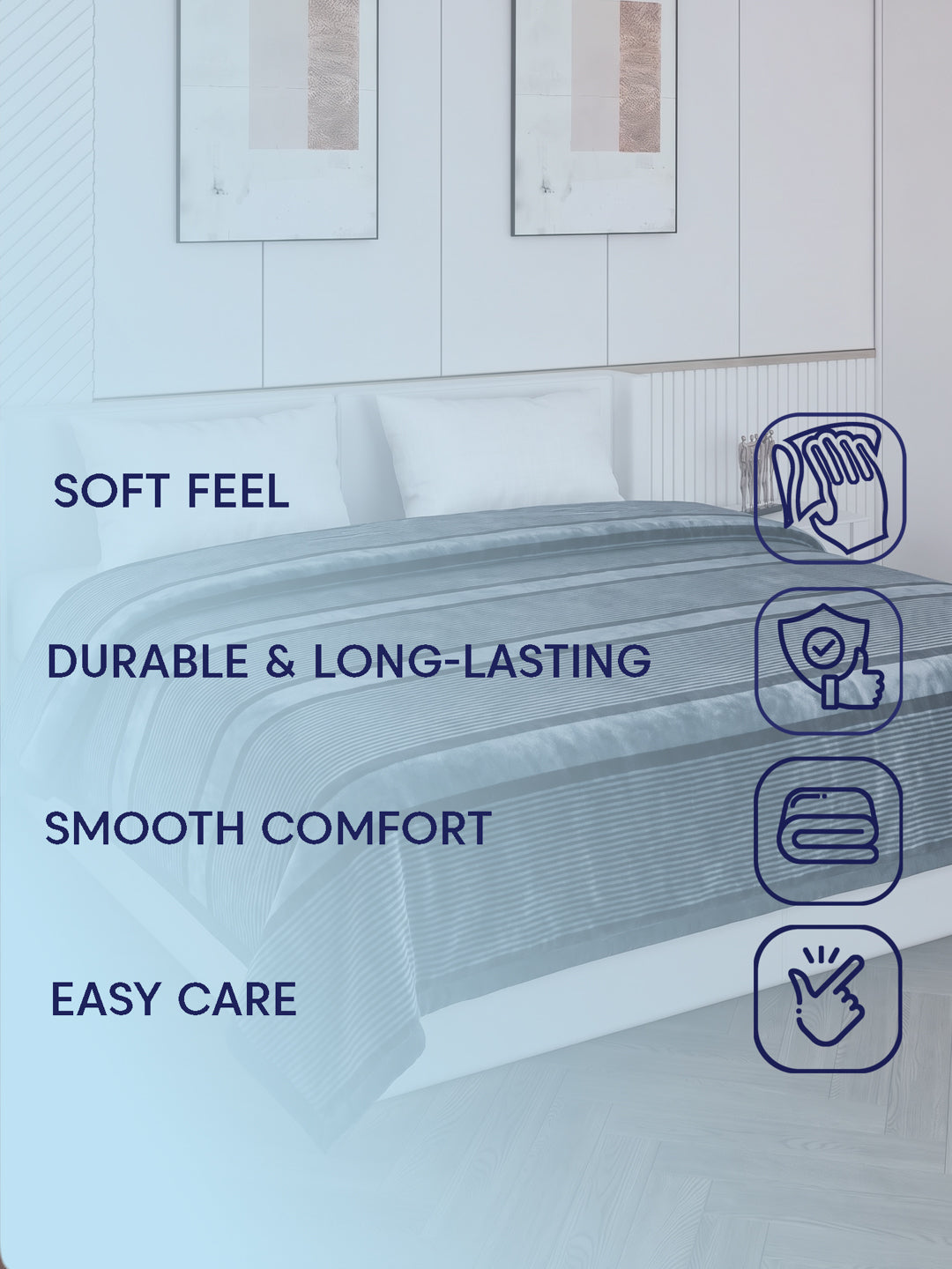 Printed Double Bed 2 Ply 990 GSM Blanket for Winter (Zurich), Weight 5.2 kg