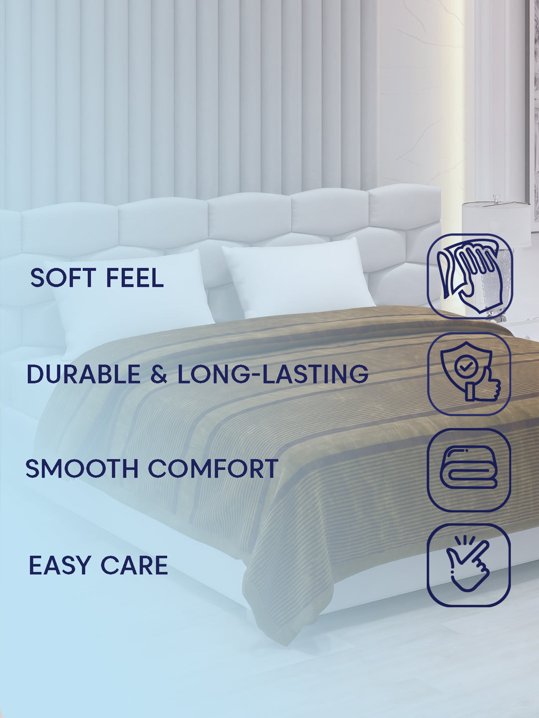 Printed Double Bed 2 Ply 990 GSM Blanket for Winter (Zurich), Weight 5.2 kg