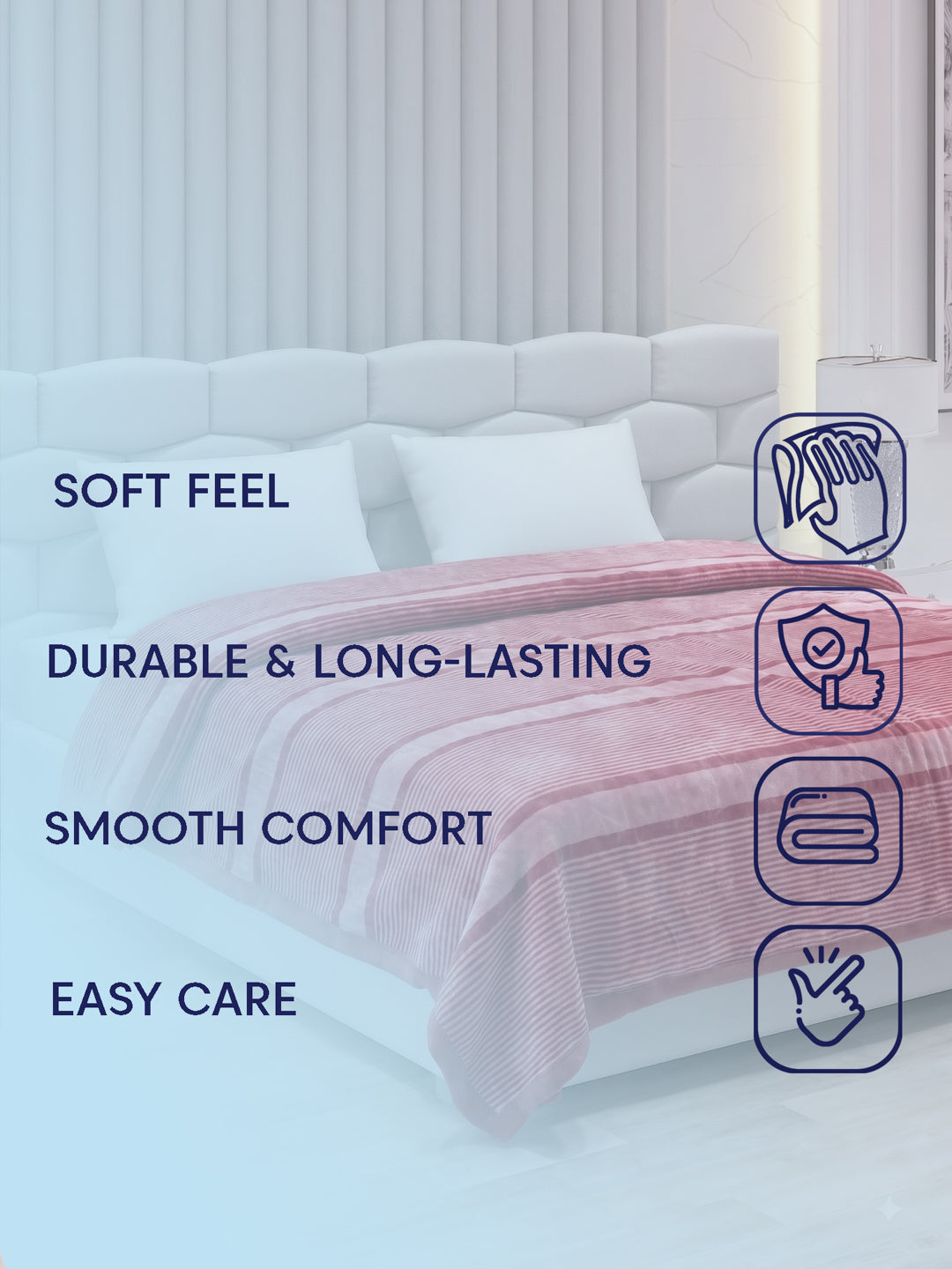 Printed Double Bed 2 Ply 990 GSM Blanket for Winter (Zurich), Weight 5.2 kg