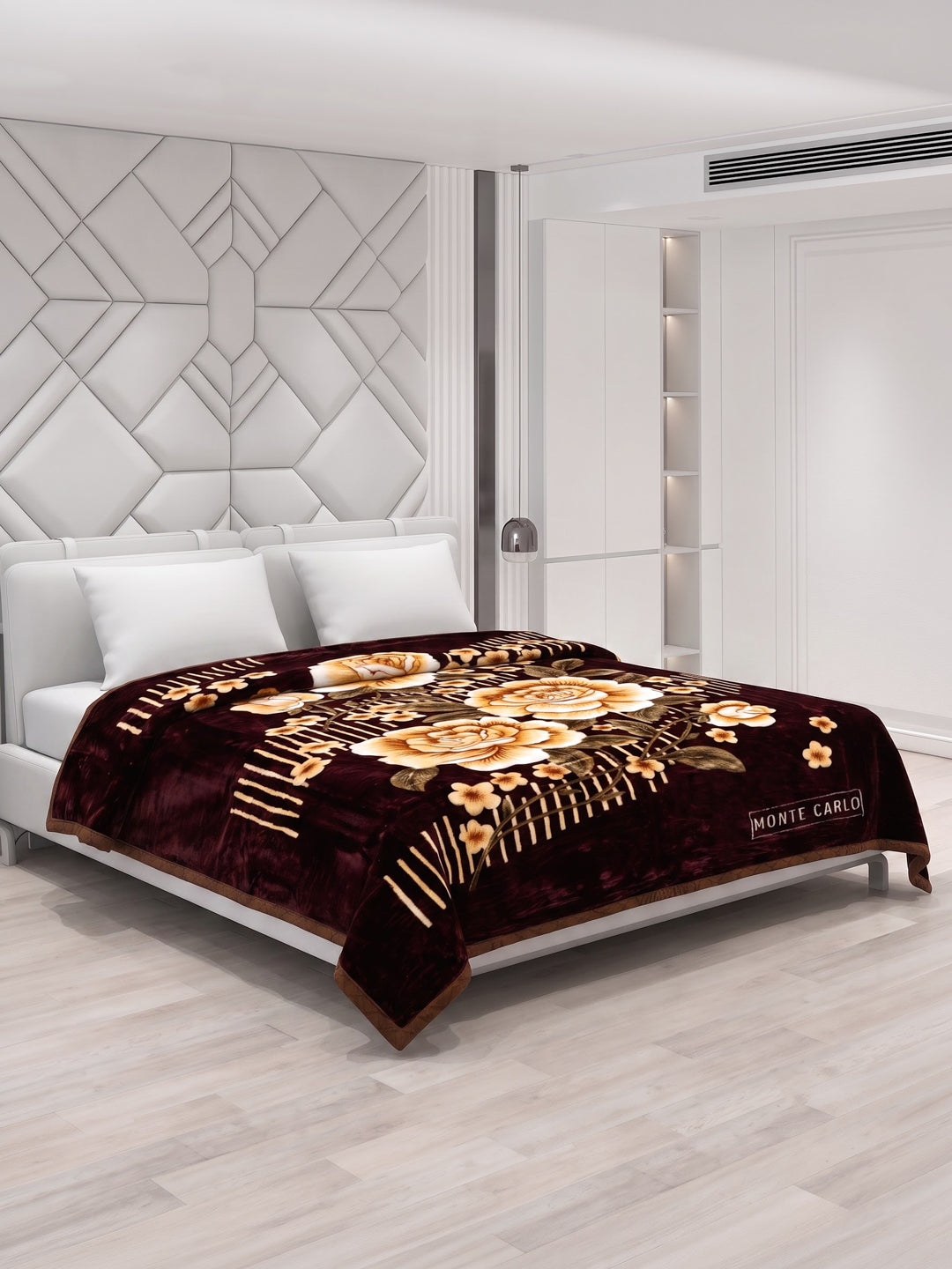 Floral Print Double Bed 2 Ply 850 GSM Blanket for Winter (Marshal), Weight 4.5 kg
