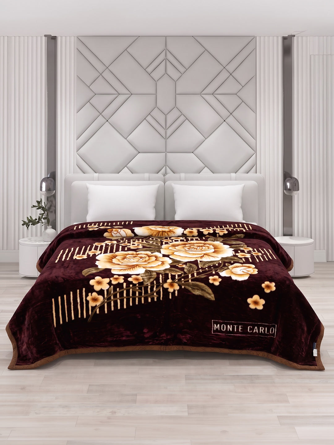 Floral Print Double Bed 2 Ply 850 GSM Blanket for Winter (Marshal), Weight 4.5 kg