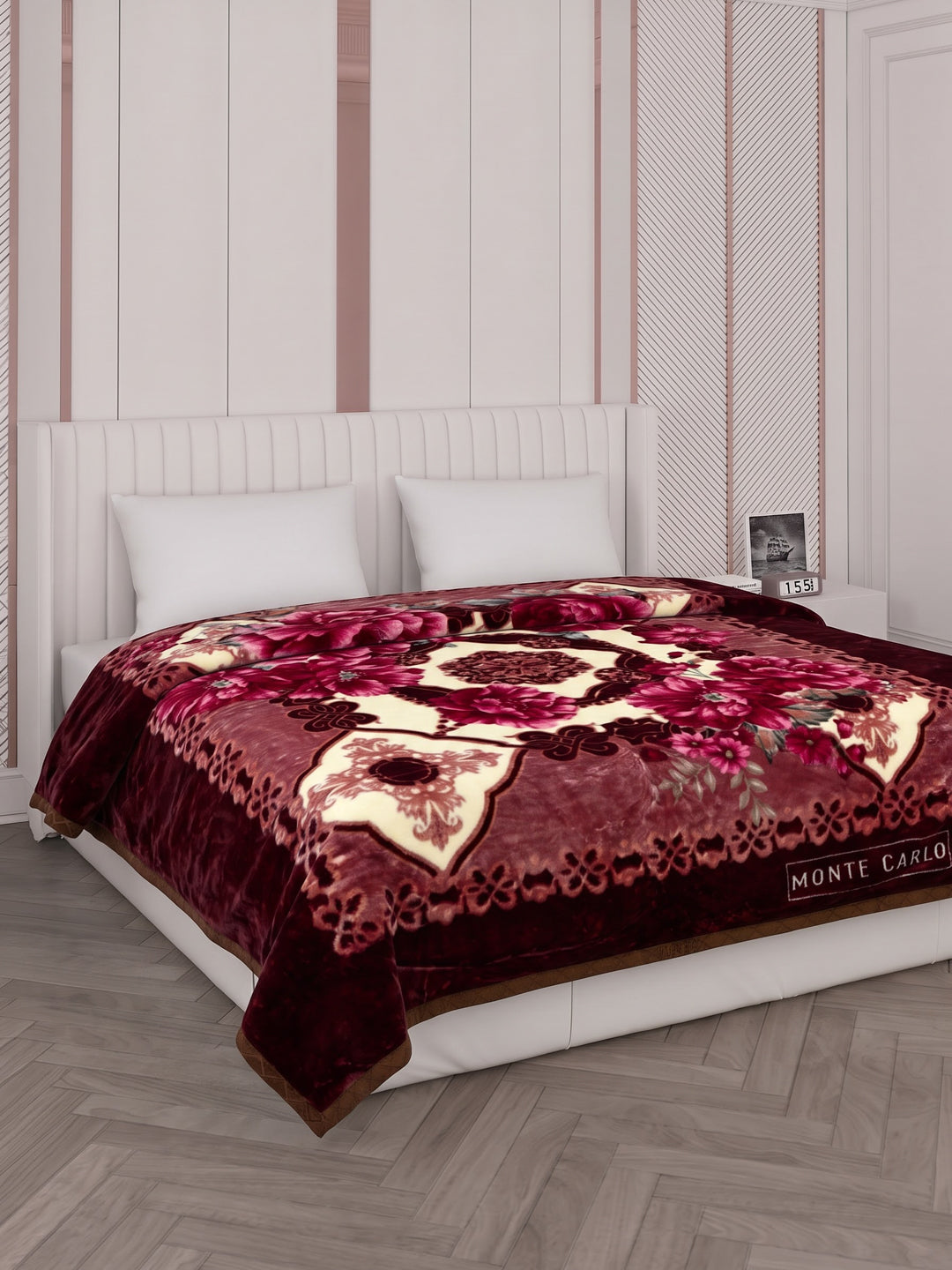 Floral Print Double Bed 2 Ply 850 GSM Blanket for Winter (Marshal), Weight 4.5 kg