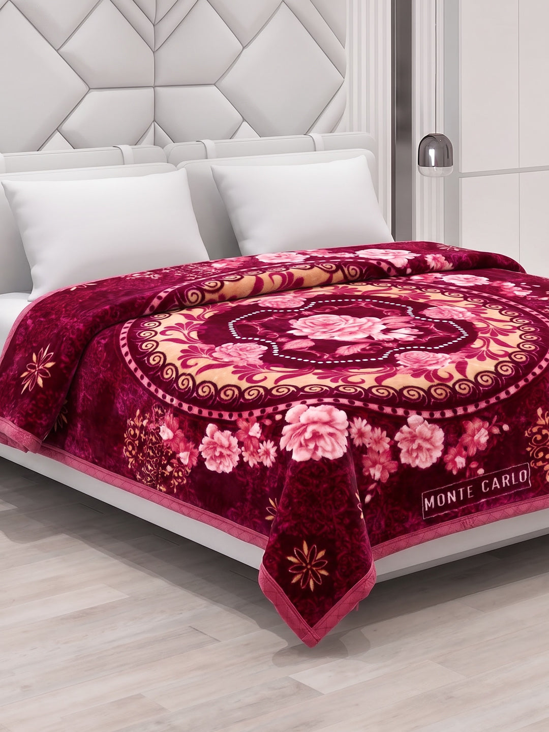 Floral Print Double Bed 2 Ply 850 GSM Blanket for Winter (Marshal), Weight 4.5 kg