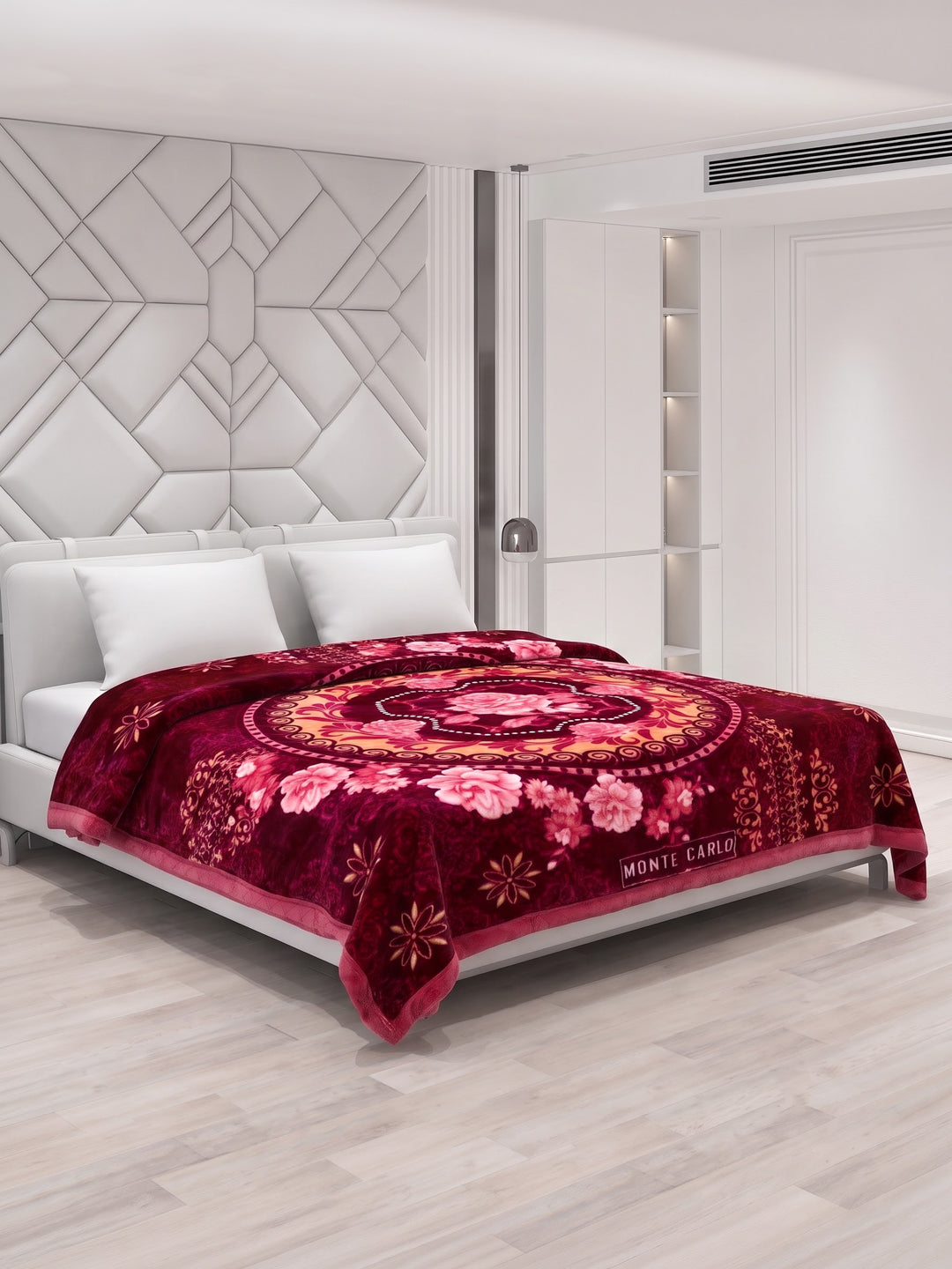 Floral Print Double Bed 2 Ply 850 GSM Blanket for Winter (Marshal), Weight 4.5 kg