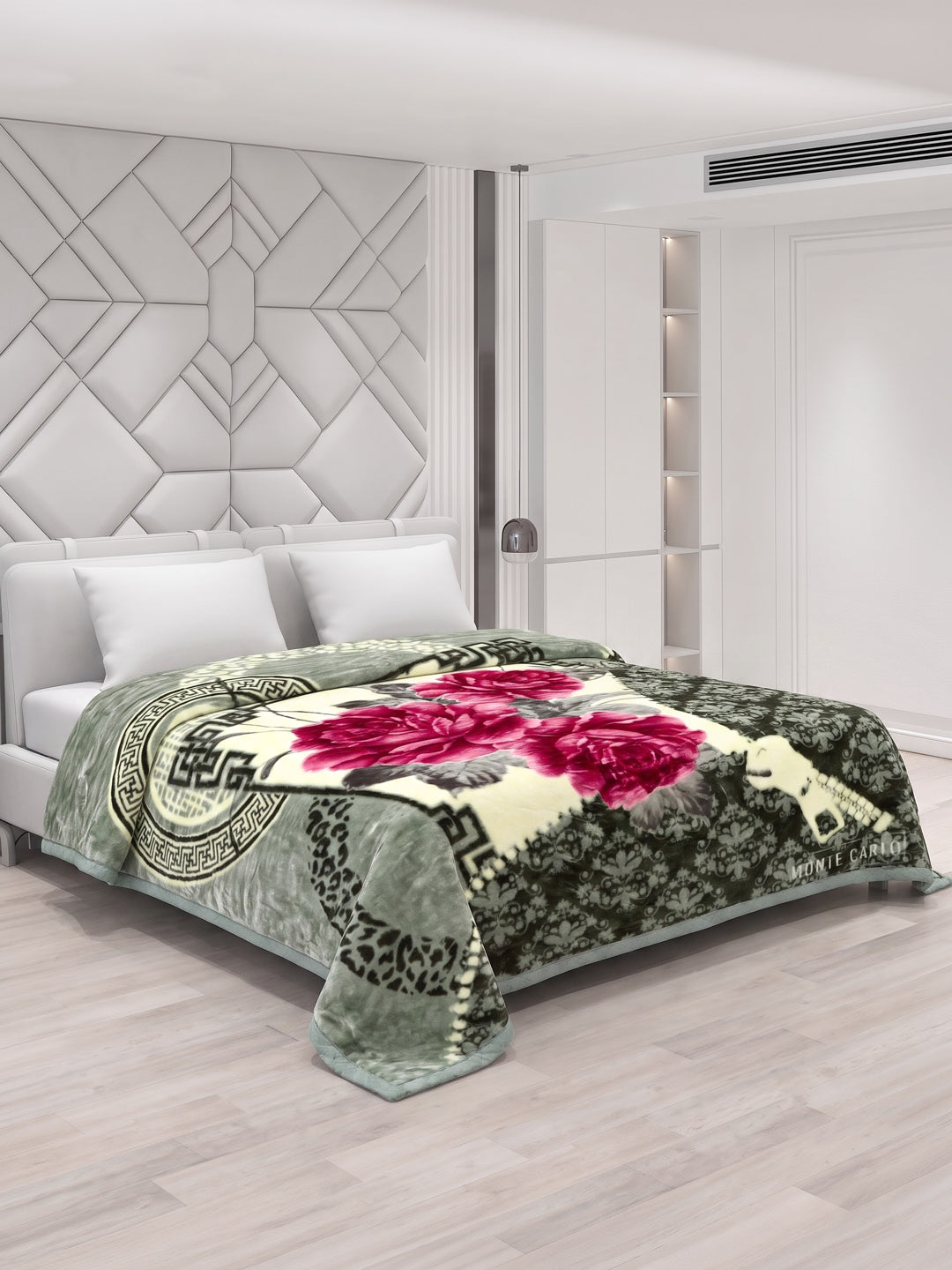 Floral Print Double Bed 2 Ply 850 GSM Blanket for Winter (Marshal), Weight 4.5 kg