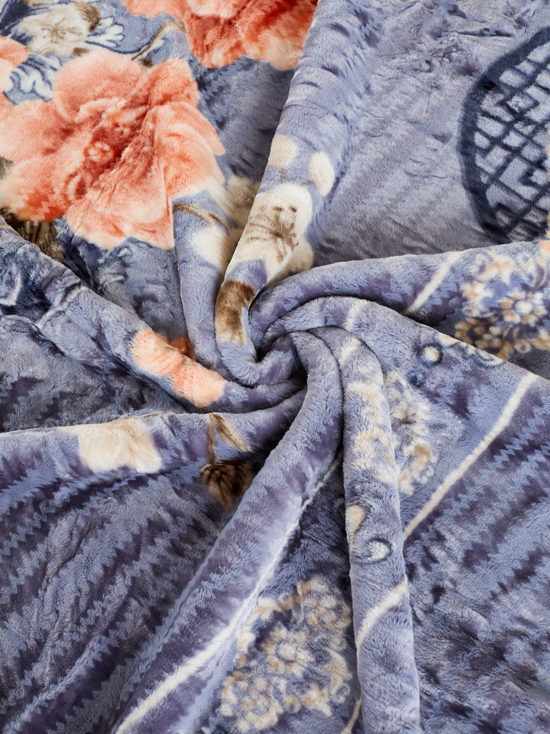 Floral Print Double Bed 2 Ply 850 GSM Blanket for Winter (Marshal), Weight 4.5 kg