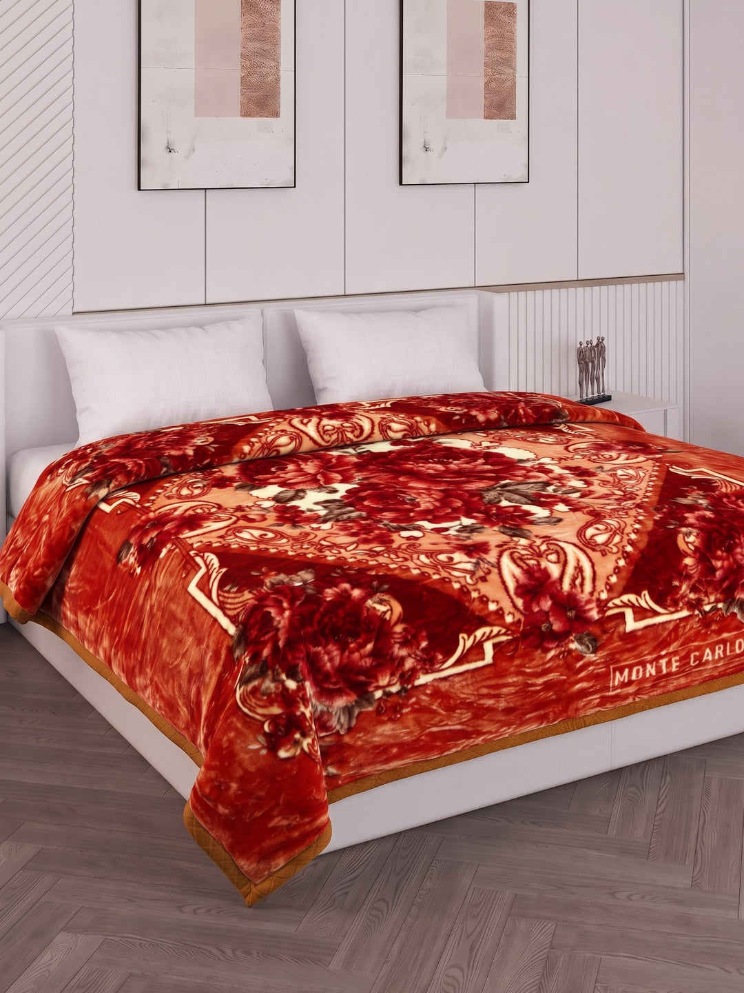 Floral Print Double Bed 2 Ply 850 GSM Blanket for Winter (Marshal), Weight 4.5 kg